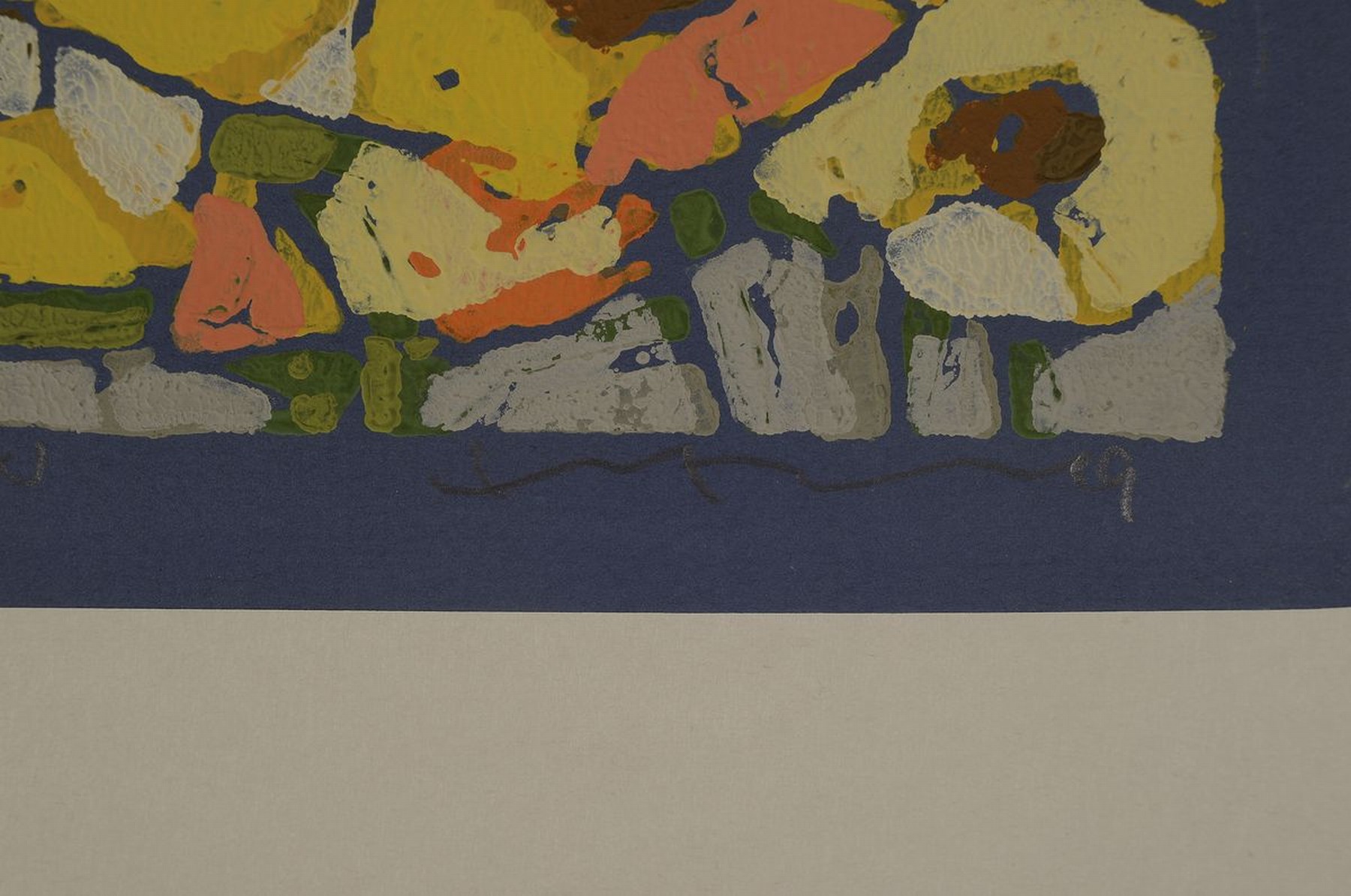 Detail a: Klaus Fussmann, 1938 Velbert, Farblinolschnitt, Rosen gelb., sign., num. 135/200, ca. 9x17,5 cm