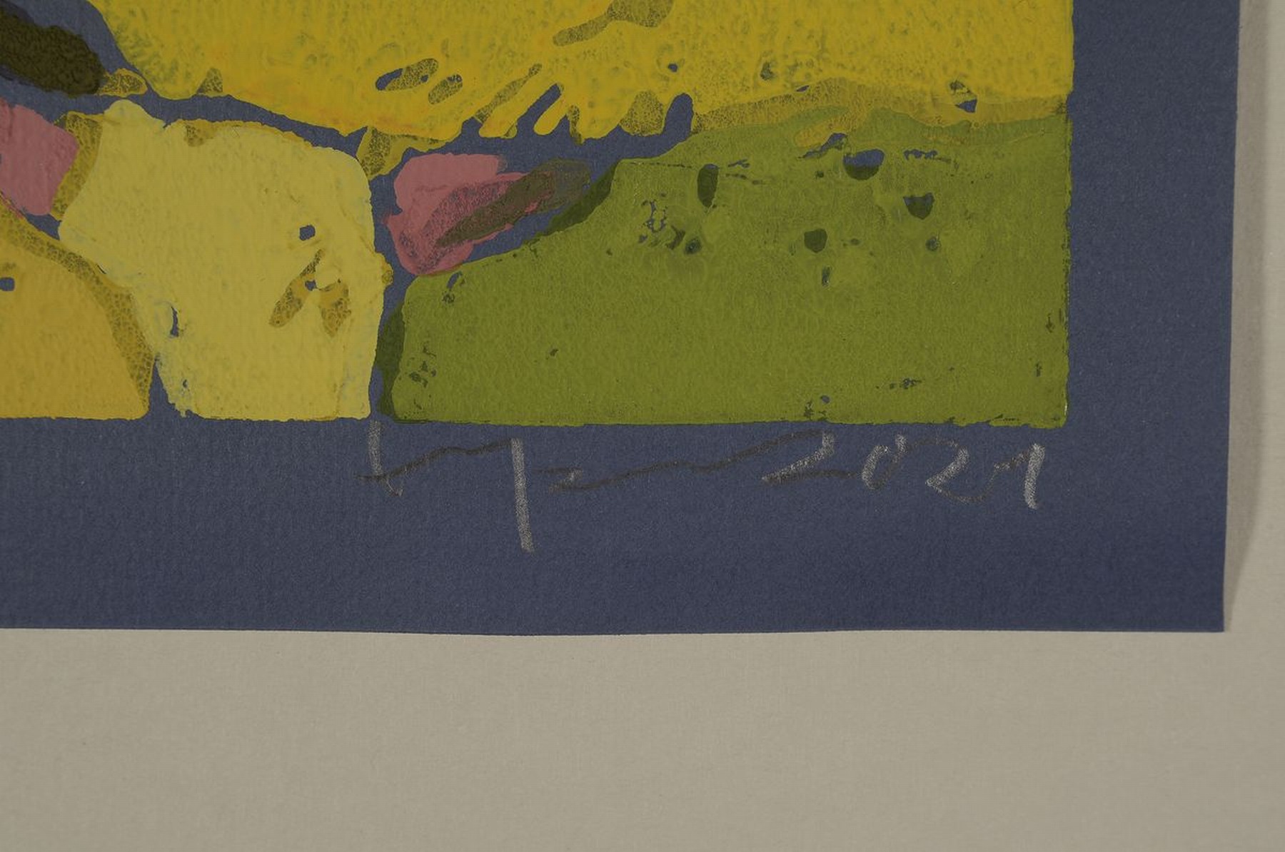 Detail a: Klaus Fussmann, geb. 1938 Velbert, Farblinolschnitt, "Raps bei Düstnishy", sign., num. 58/200, ca. 14x19 cm