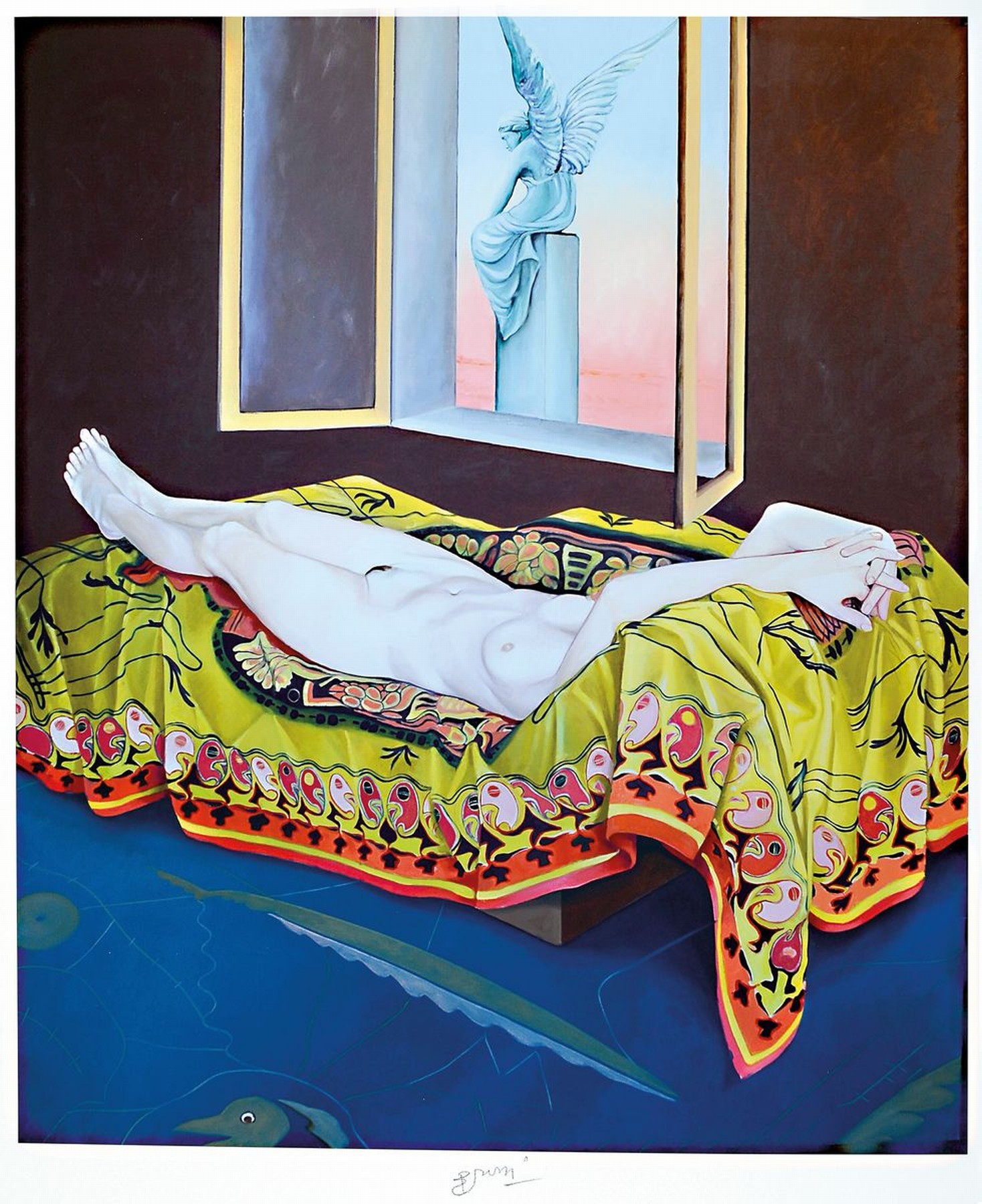 Bruno Bruni, geb. 1935 Gradara, Giclee- druck, Liegender weiblicher Akt, sign., ca.60x49 cm