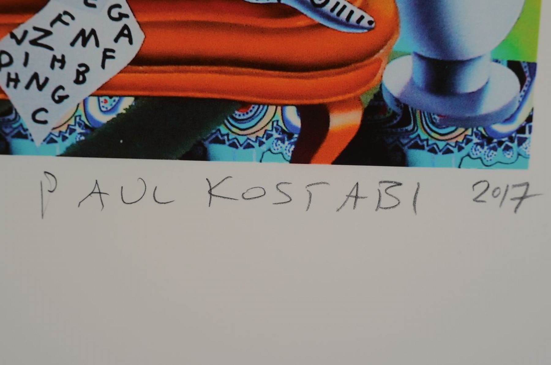 Detail a: Mark Kostabi, Paul Kostabi, Tony Esposito, Originalpigment-Grafik, Titel:"As time goes by" sign. von allen 3 Künstlern, num. 36/120, ca. ...