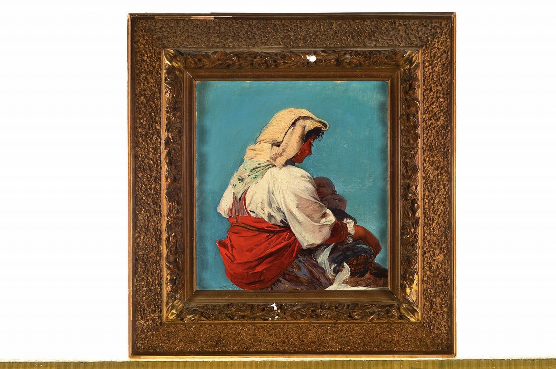 Detail k: Ferdinand Wagner, 1847 Passau-1927 München, "Studie zur Italienerin an den Fürstenhöfen" so rückseitig betitelt, Öl/Lwd, rückseitig ...
