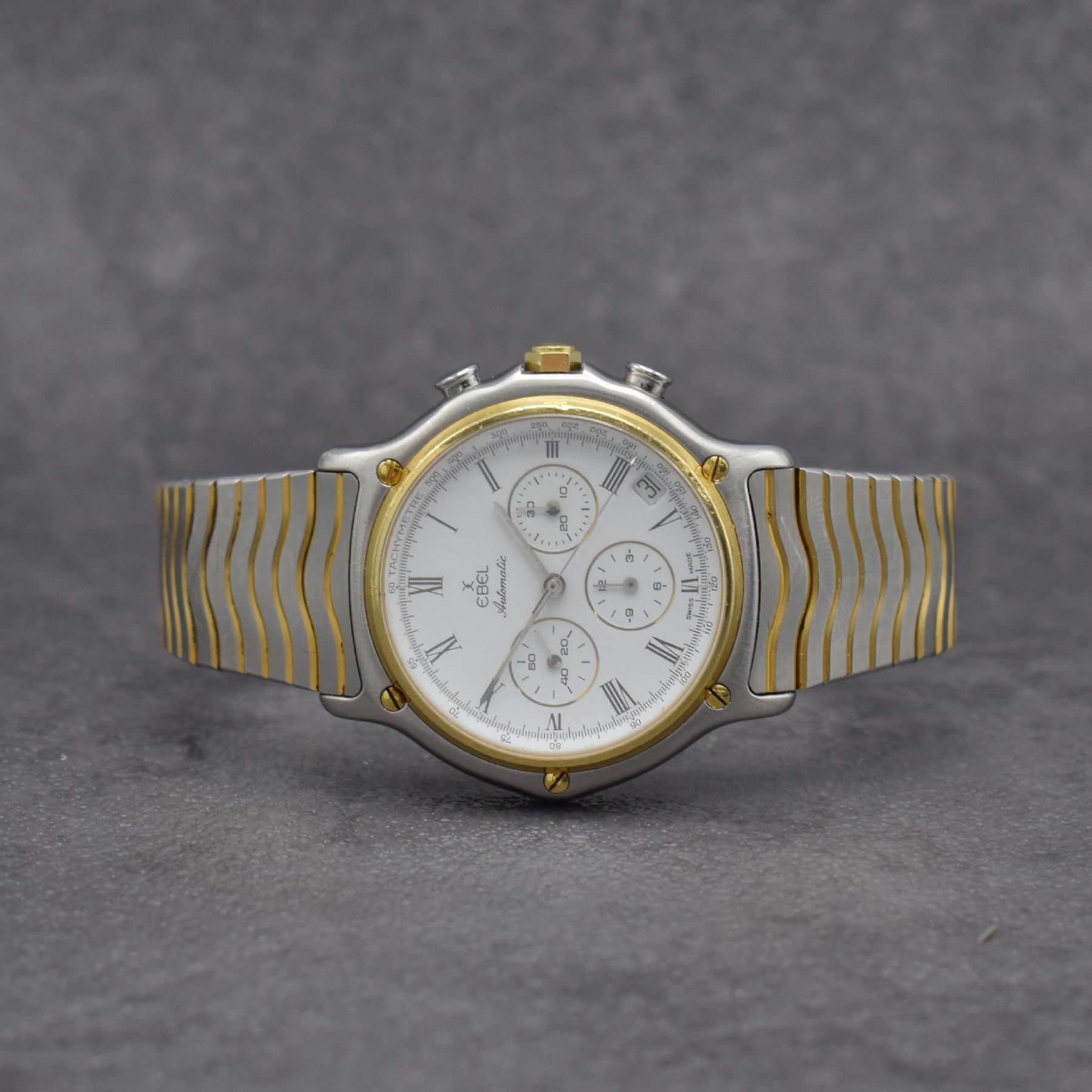 EBEL Herrenchronograph mit El Primero Werk in Stahl/Gold Referenz 1134901, Schweiz um 1990, Automatik, Boden aufgedr., orig. Wellengliederband m. ...
