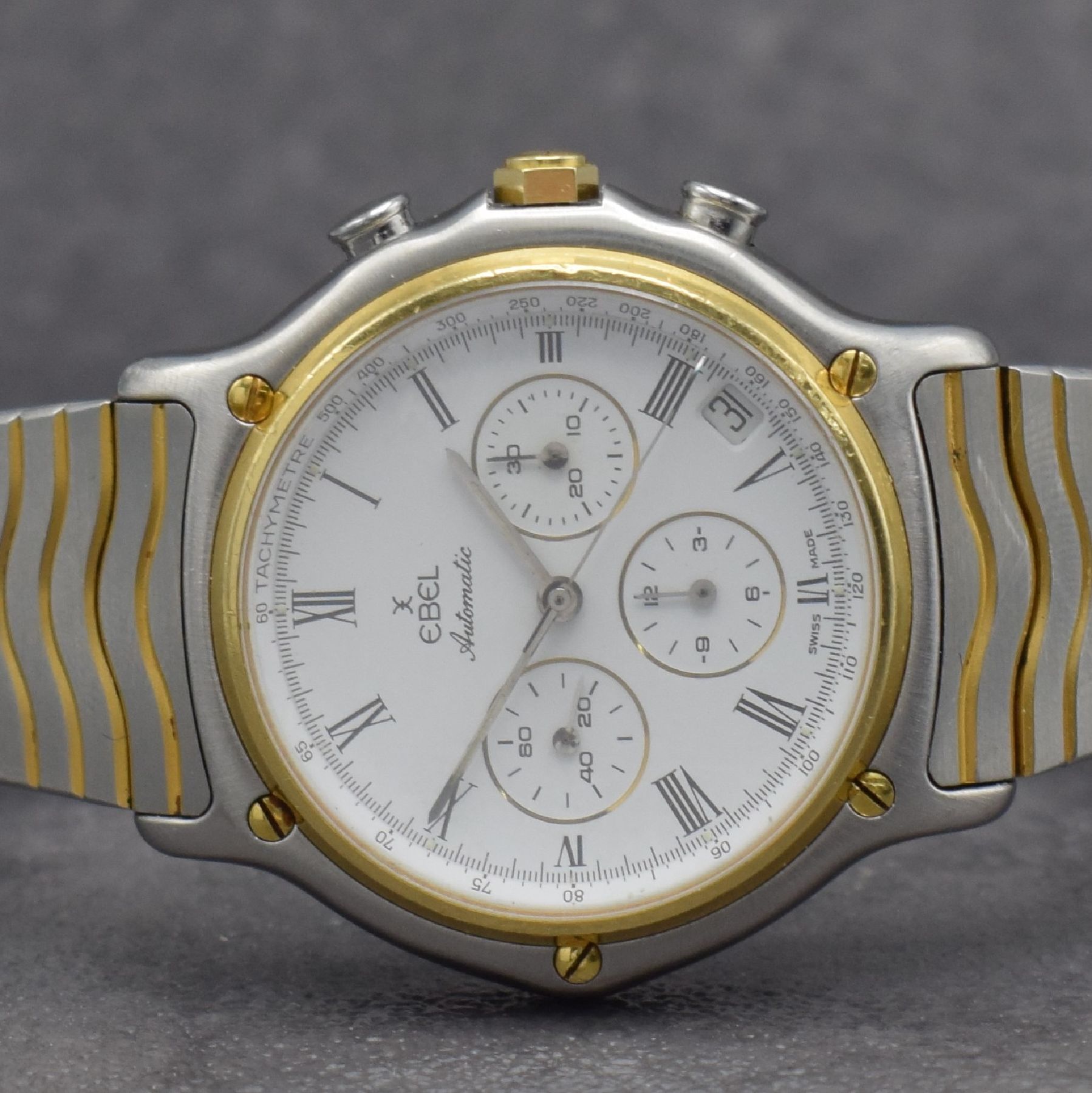 Detail a: EBEL Herrenchronograph mit El Primero Werk in Stahl/Gold Referenz 1134901, Schweiz um 1990, Automatik, Boden aufgedr., orig. Wellengliederband m. ...