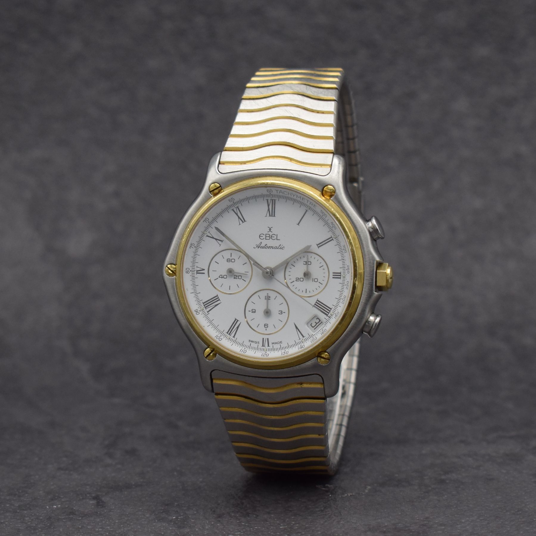 Detail b: EBEL Herrenchronograph mit El Primero Werk in Stahl/Gold Referenz 1134901, Schweiz um 1990, Automatik, Boden aufgedr., orig. Wellengliederband m. ...
