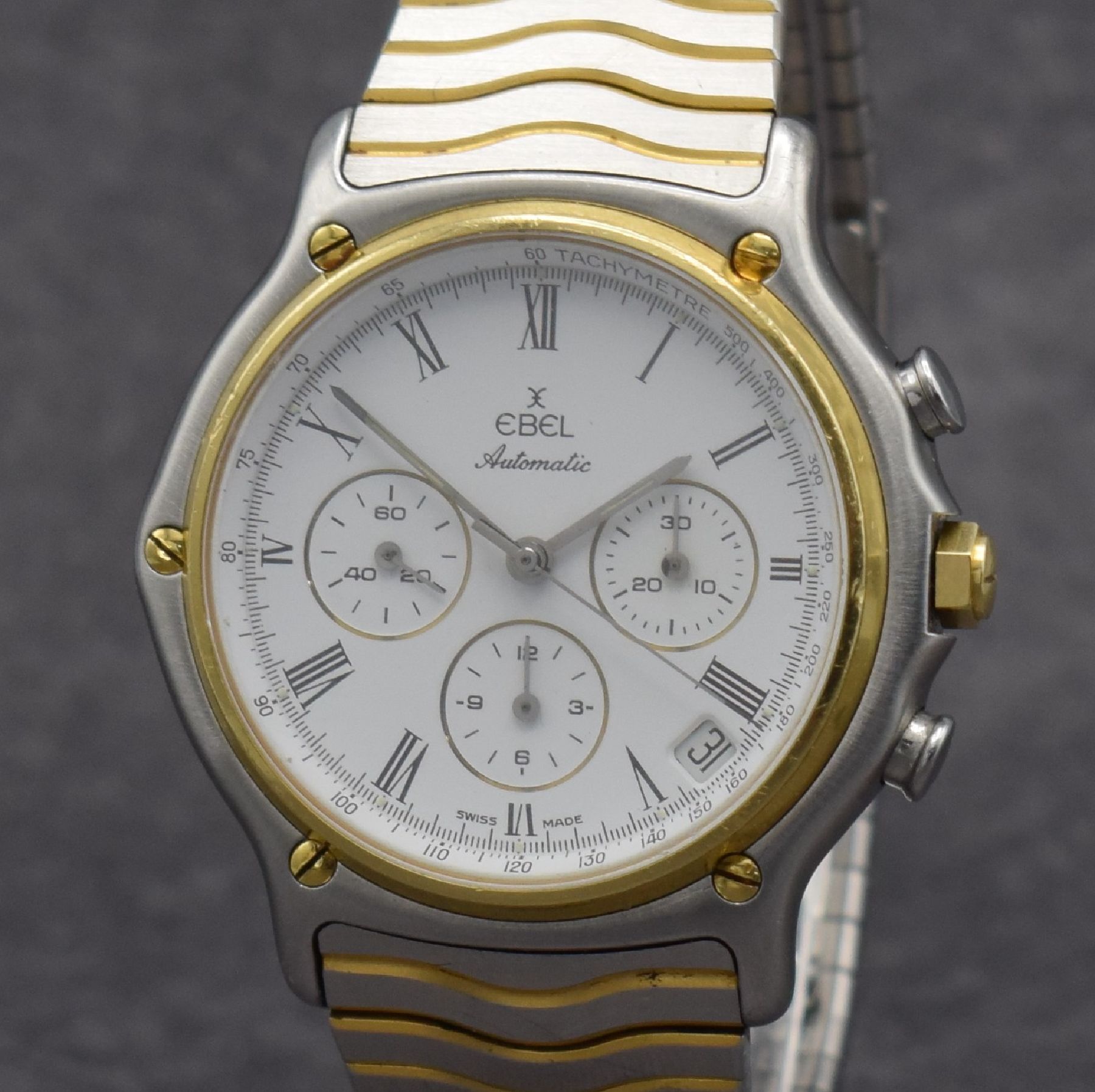 Detail c: EBEL Herrenchronograph mit El Primero Werk in Stahl/Gold Referenz 1134901, Schweiz um 1990, Automatik, Boden aufgedr., orig. Wellengliederband m. ...