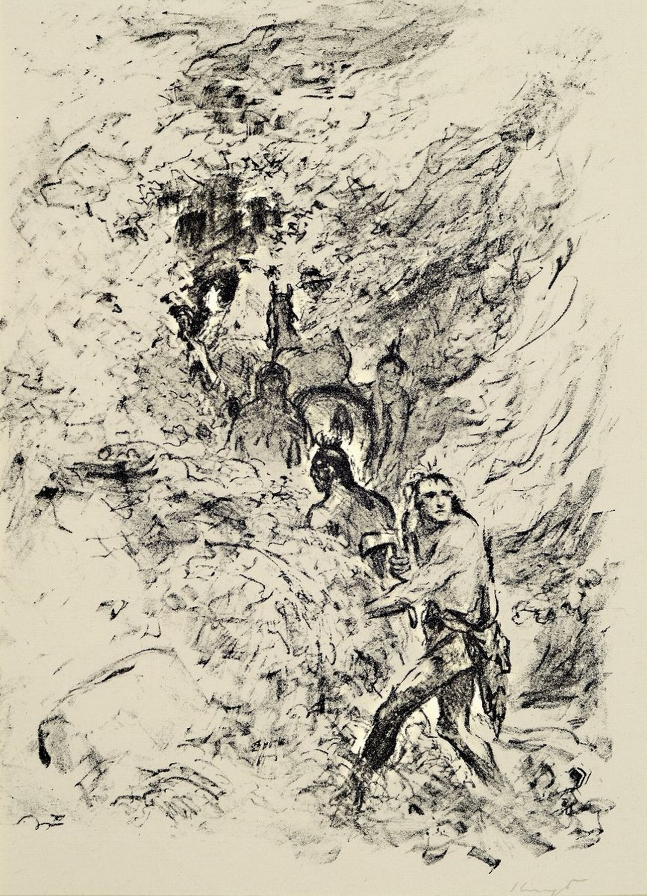Max Slevogt, 1868-1932, zwei Lithographien aus Lederstrumpf, beide handsigniert, je ca. 17x13cm, PP
