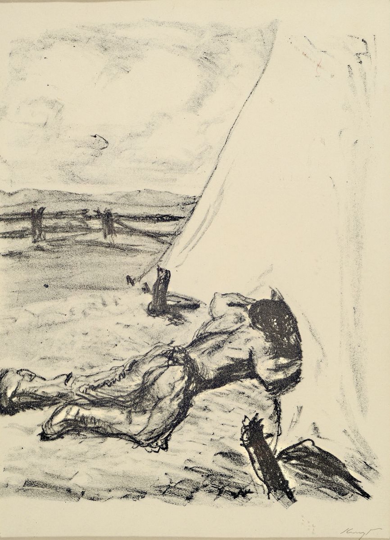 Detail a: Max Slevogt, 1868-1932, zwei Lithographien aus Lederstrumpf, beide handsigniert, je ca. 17x13cm, PP