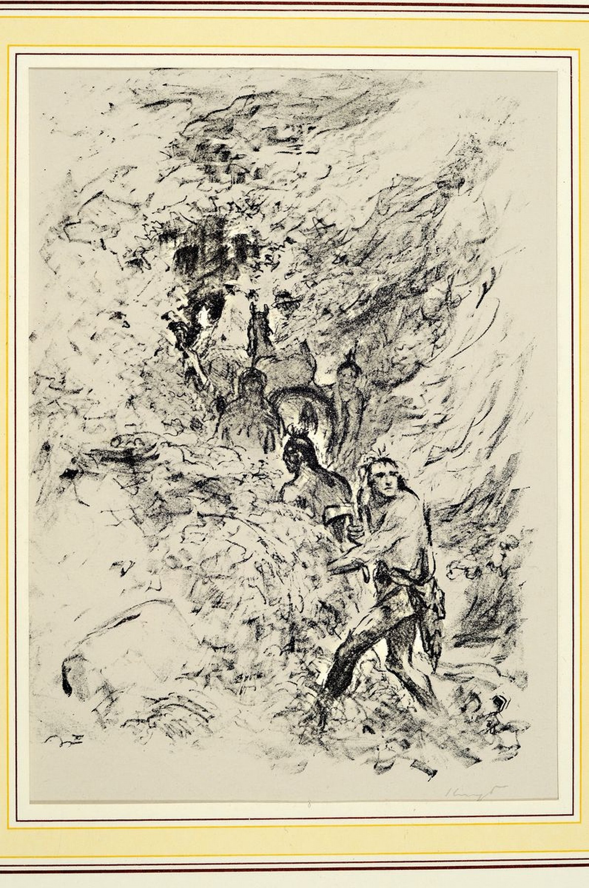 Detail k: Max Slevogt, 1868-1932, zwei Lithographien aus Lederstrumpf, beide handsigniert, je ca. 17x13cm, PP