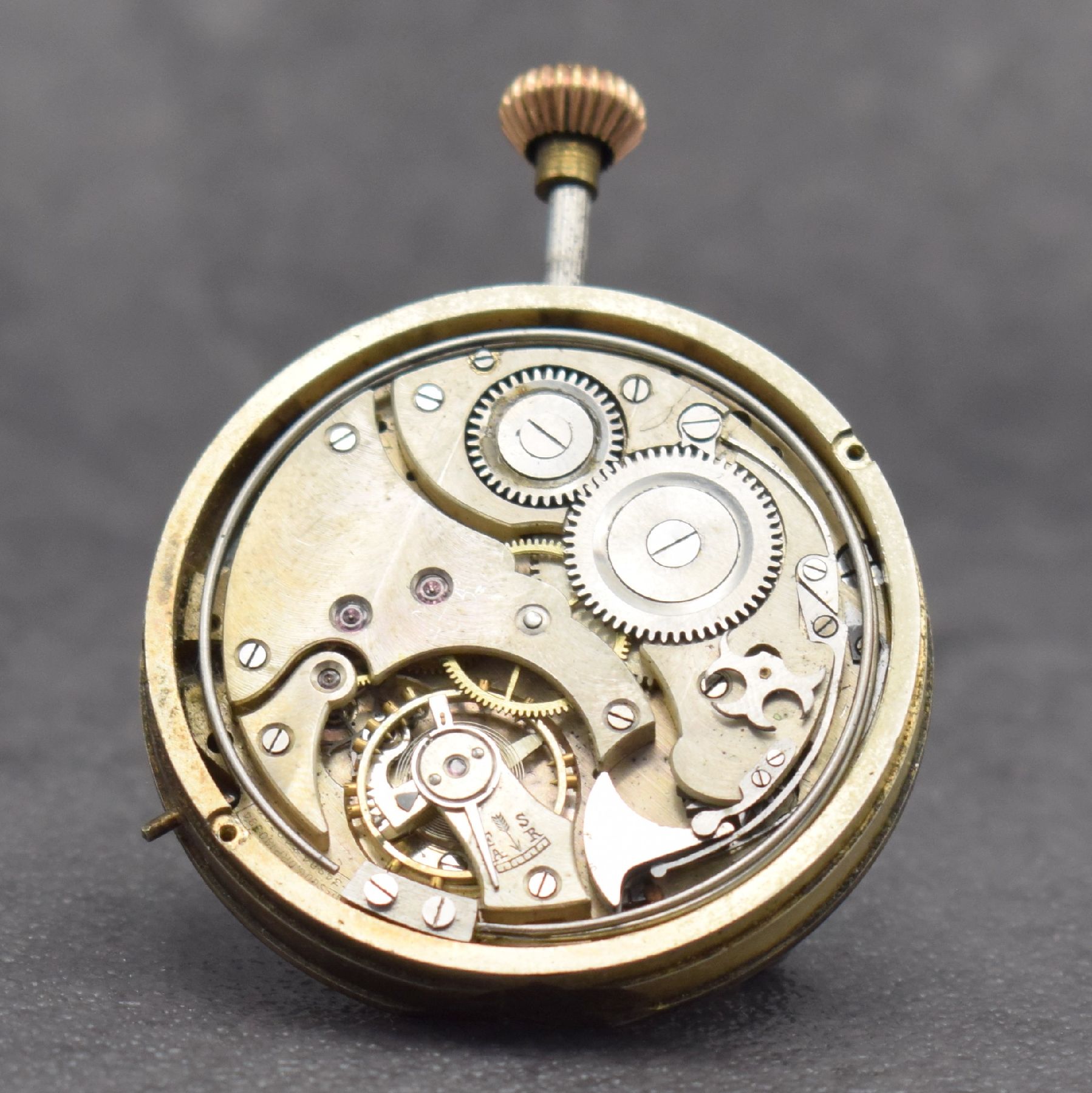 Detail b: Savonette Taschenuhrwerk mit 1/4 Stunden- Repetition bezeichnet CHRONOMETRE REPETITION, Schweiz um 1900, Emailzifferbl. m. arab. Std. riss., gebl. ...