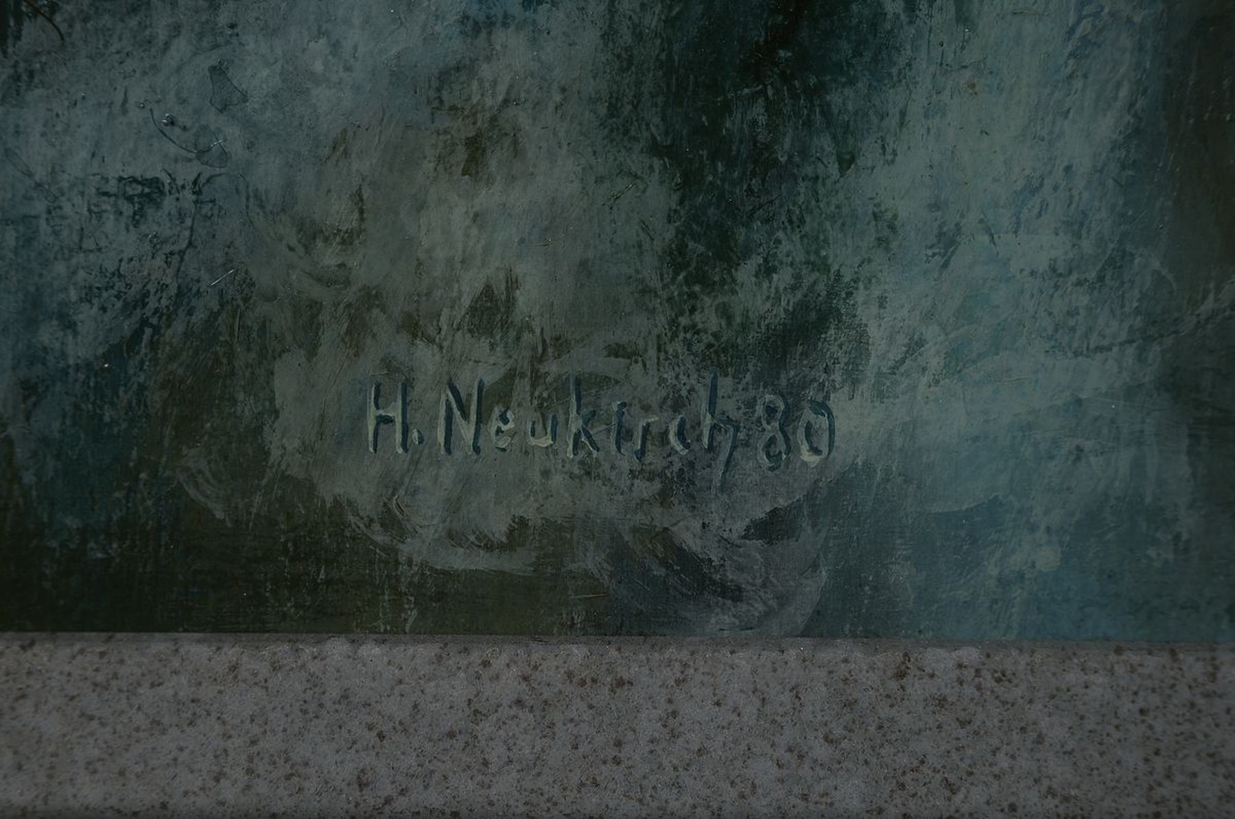 Detail a: Hellmut Neukirch, geb. 1937 Berlin, war lange Jahre in der Pfalz tätig, hier: der Schiffsdom, Harzöl auf Holzplatte, signiert, ca. 110x120cm, R.