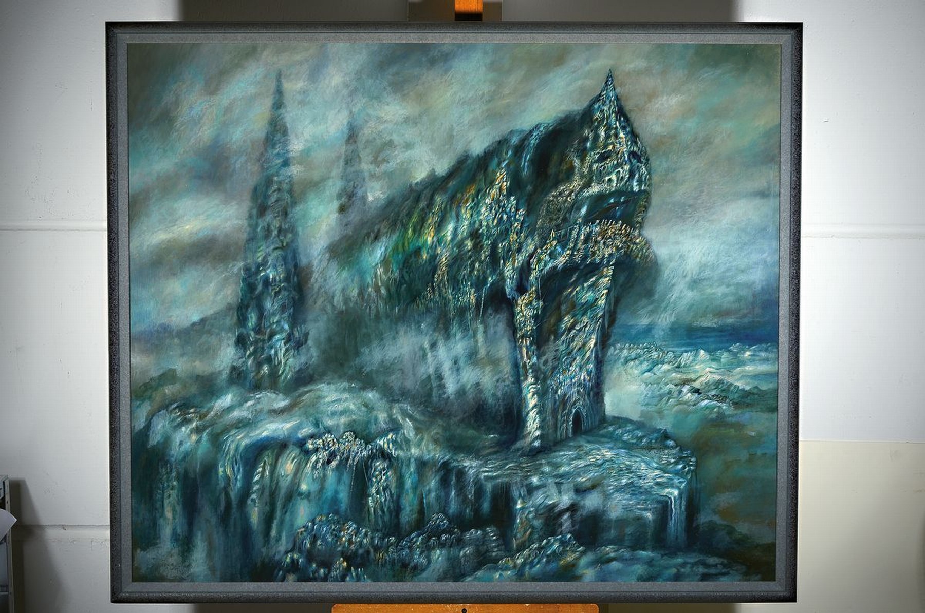 Detail k: Hellmut Neukirch, geb. 1937 Berlin, war lange Jahre in der Pfalz tätig, hier: der Schiffsdom, Harzöl auf Holzplatte, signiert, ca. 110x120cm, R.