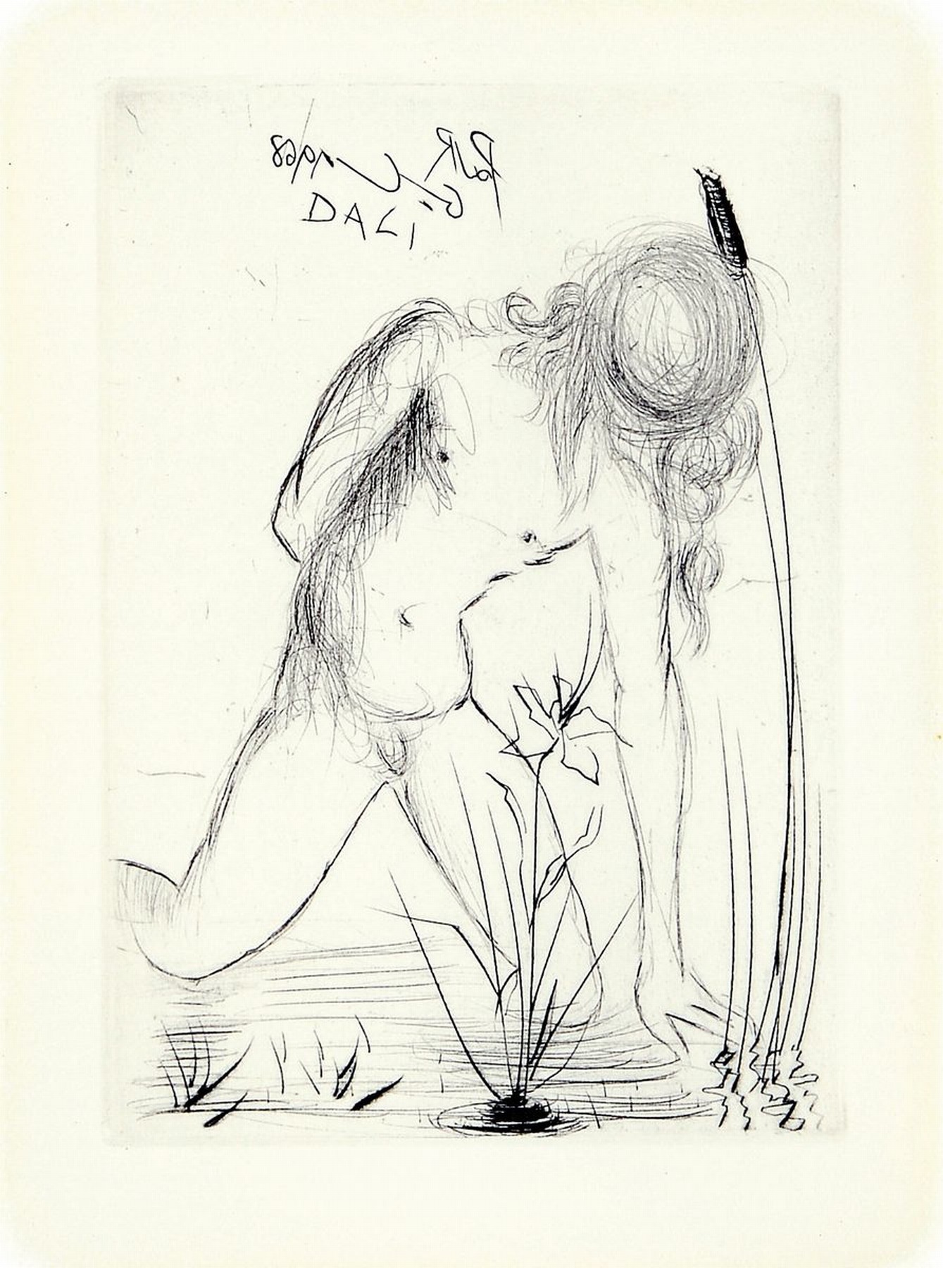 Salvador Dali, 1904-1989, Narcisse, Radierung aus der Folge: Quinze gravures von 1968, aus der Auflage für Collectors Guide USA, in der Platte ...