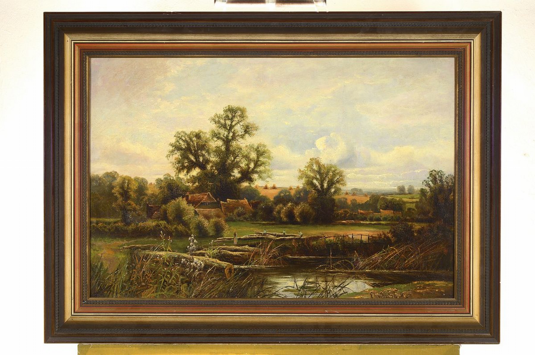 Detail k: Ernest Walbourne, 1872 Inglaterra - 1927, Mühlenlandschaft mit Landarbeitern, Öl/ Lwd, re. und signiert, ca. 50 x 76 cm, Holzrahmen l. best., ca. ...