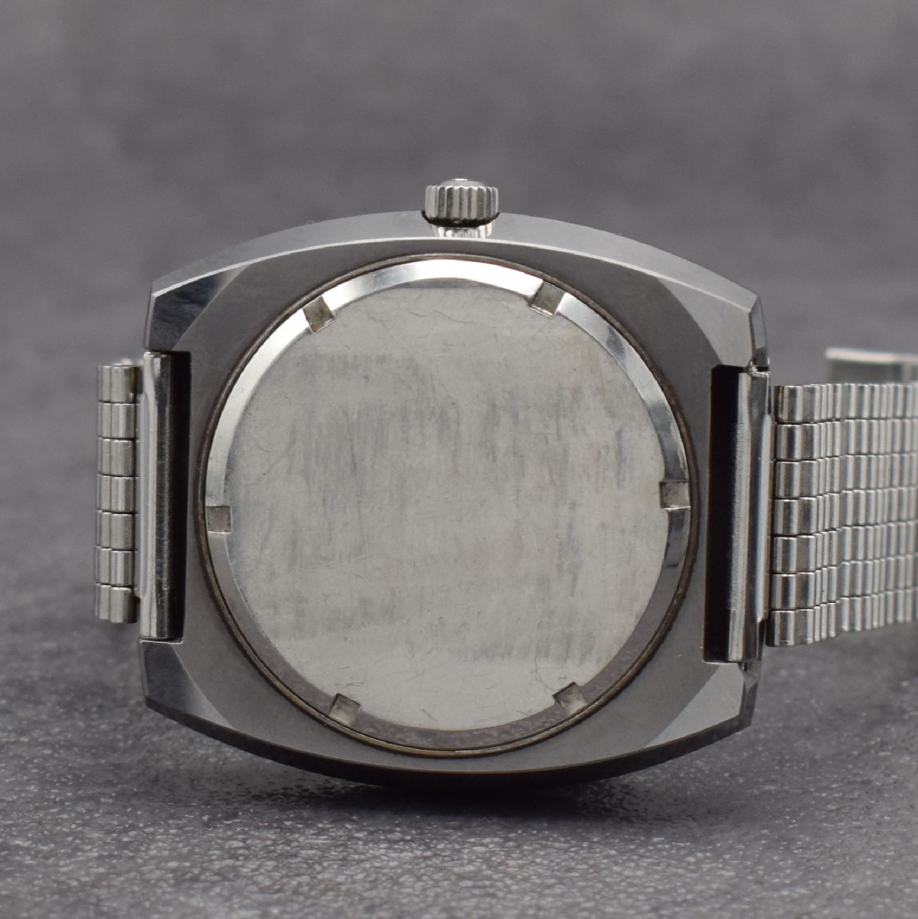 Detail f: OMEGA Chronometer Megasonic 720 Hz sehr seltene Herrenarmbanduhr in Stahl / Hartmetall, Schweiz um 1973, Stimmgabelschwinger, Ref. 198.0055, massives ...