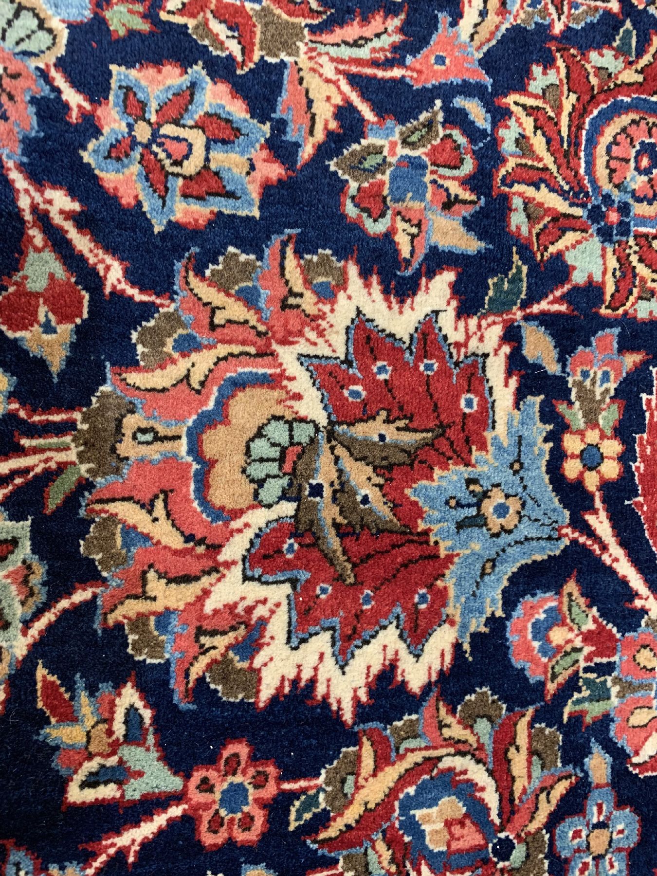 Detail c: Feiner Keschan Palastteppich, Persien, um 1930/1940, Korkwolle geknüpft auf Baumwolle, Allover Muster mit Blauen Feld,ca, 595 x 390 cm,EHZ:2(Sehr ...