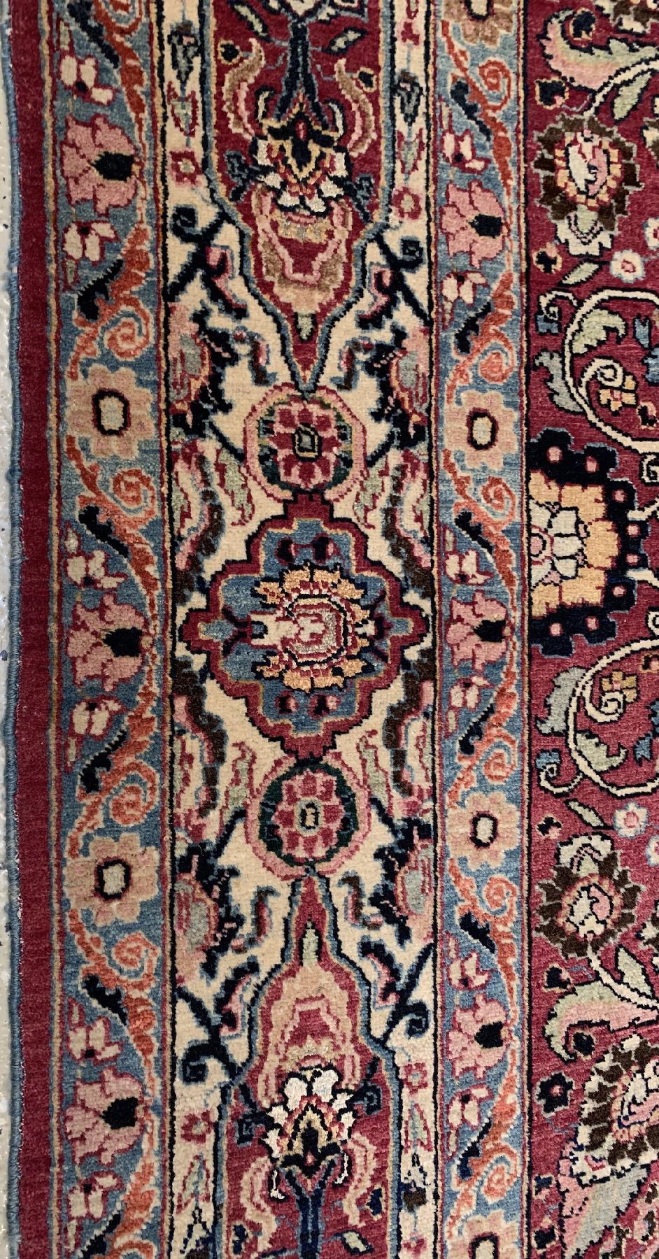 Detail e: Seltener feiner Teheran, Persien, um 1920/1930, Korkwolle mit Seide geknüpft auf Baumwolle,ca. 303 x 210 cm, EHZ:2 (teilweise Seidenanteile ...