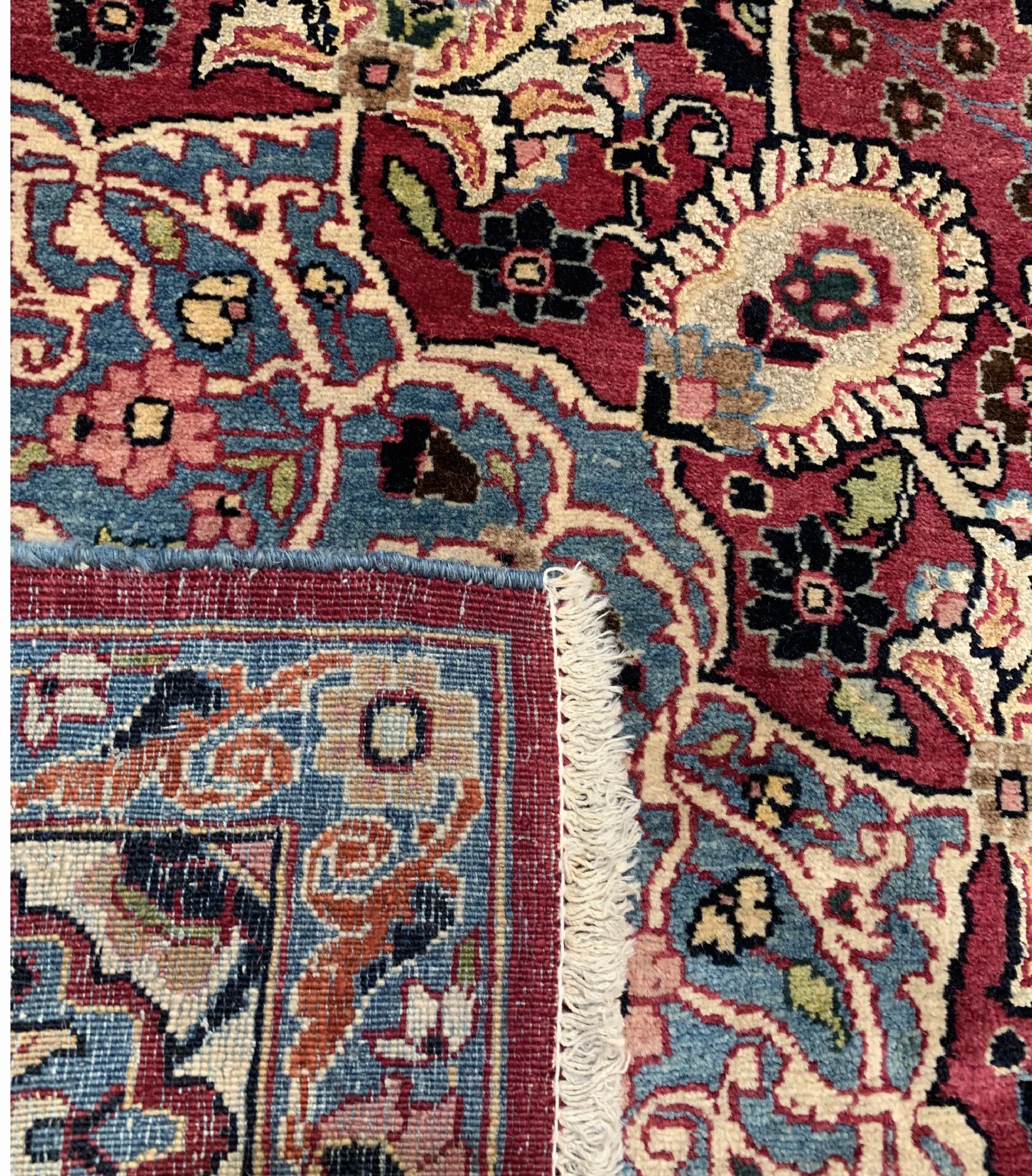 Detail f: Seltener feiner Teheran, Persien, um 1920/1930, Korkwolle mit Seide geknüpft auf Baumwolle,ca. 303 x 210 cm, EHZ:2 (teilweise Seidenanteile ...