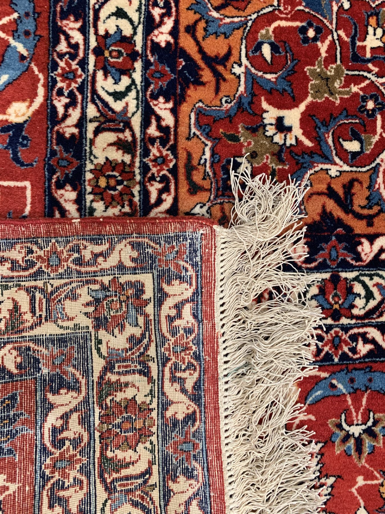 Detail g: Esfahan Shoureshi fein (Part-Silk),Zentralpersien, um 1920/1930, Korkwolle mit Seide geknüpft auf Seide, feiner Esfahan aus der Meisterwerkstatt ...