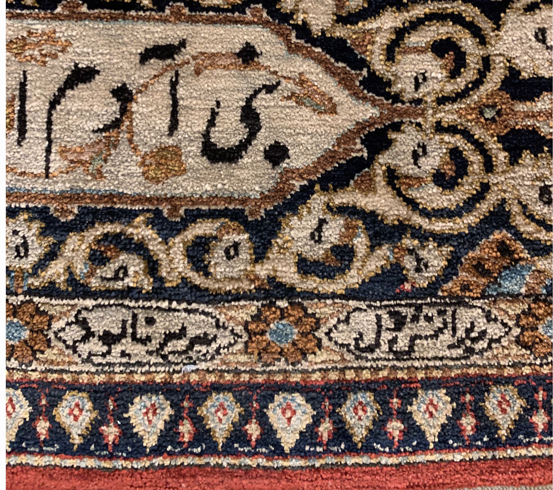 Detail h: Feiner Seiden Ghom, Persien, um 1940/1950 reine Naturseide, seltener Ghom mit Darstellung von Nomadenleben und eines der bekanntesten Gedichte von ...