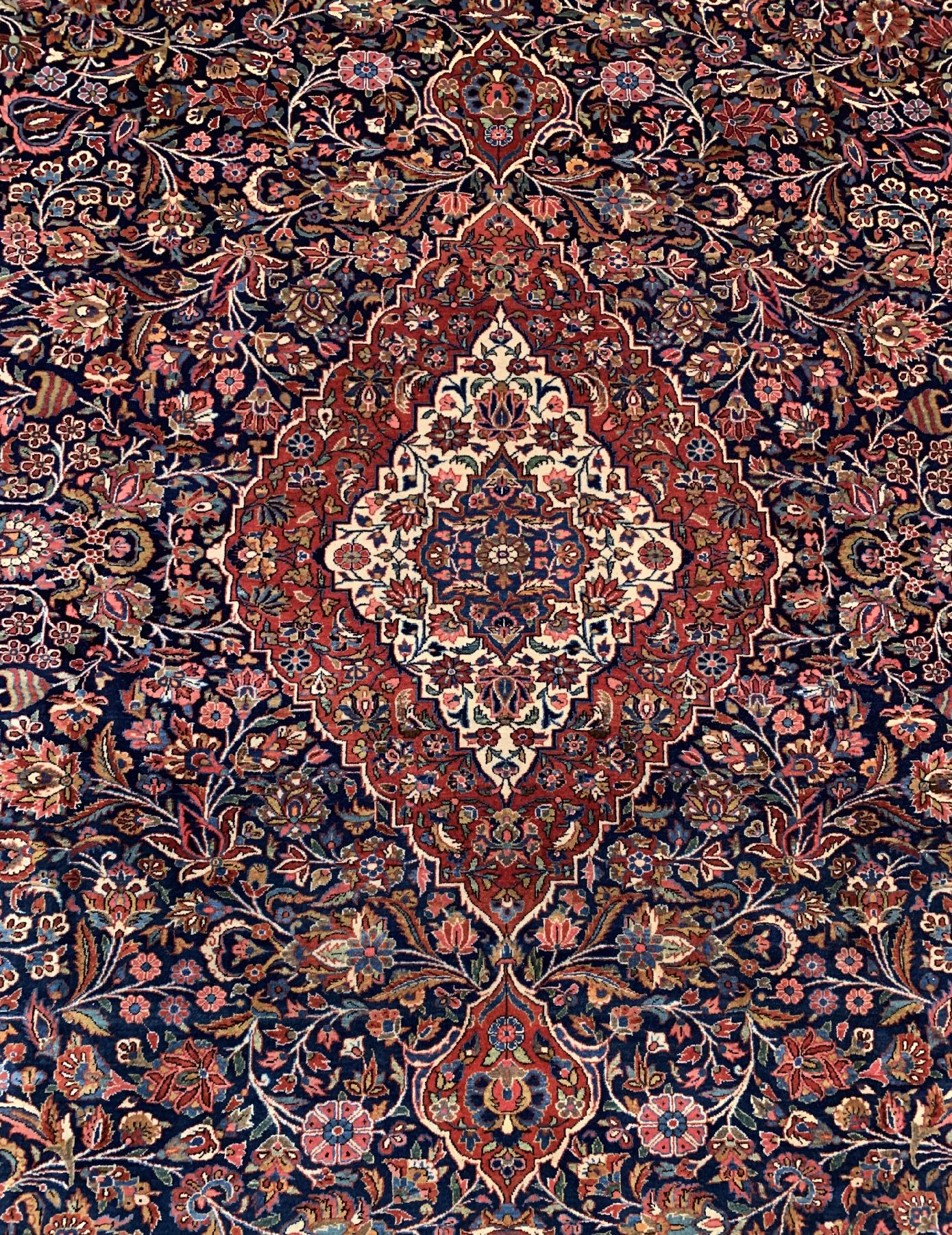 Detail a: Hochwertiger feiner Ghaswin Kork, Persien,um 1930, Korkwolle geknüpft auf Baumwolle, Klassischer Medallion Design, ca. 395 x 312 cm, EHZ:2(Sehr ...