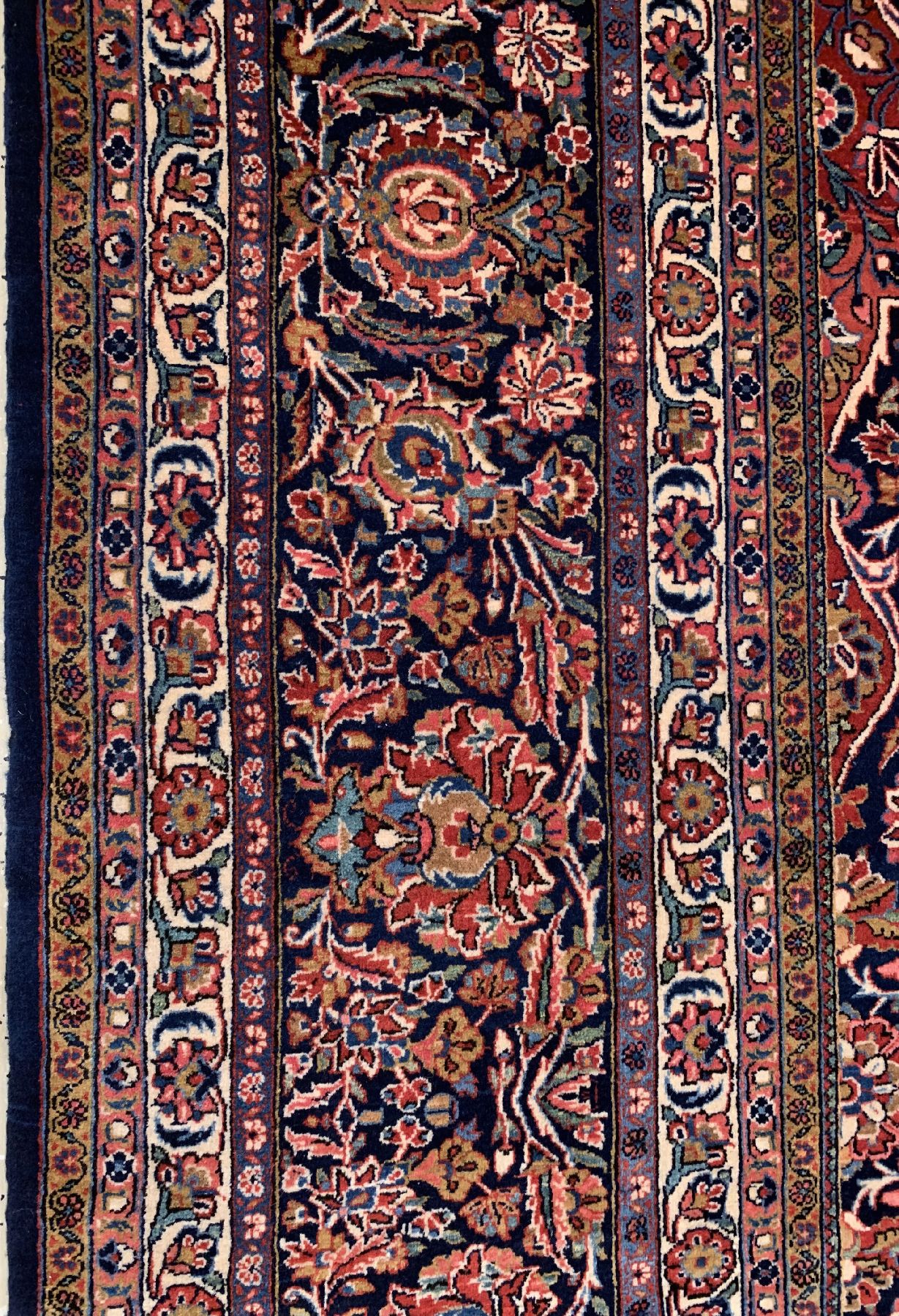 Detail d: Hochwertiger feiner Ghaswin Kork, Persien,um 1930, Korkwolle geknüpft auf Baumwolle, Klassischer Medallion Design, ca. 395 x 312 cm, EHZ:2(Sehr ...