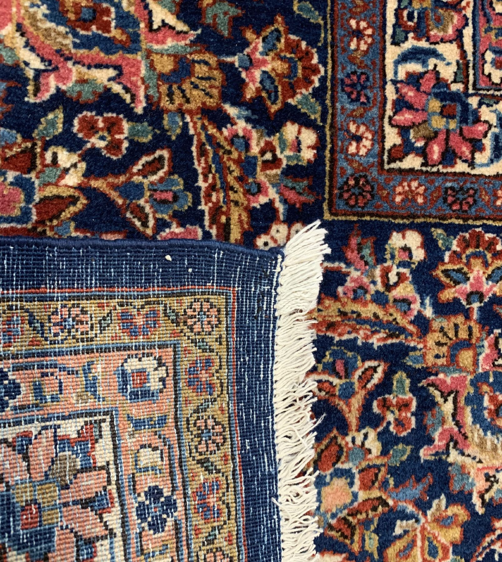 Detail e: Hochwertiger feiner Ghaswin Kork, Persien,um 1930, Korkwolle geknüpft auf Baumwolle, Klassischer Medallion Design, ca. 395 x 312 cm, EHZ:2(Sehr ...