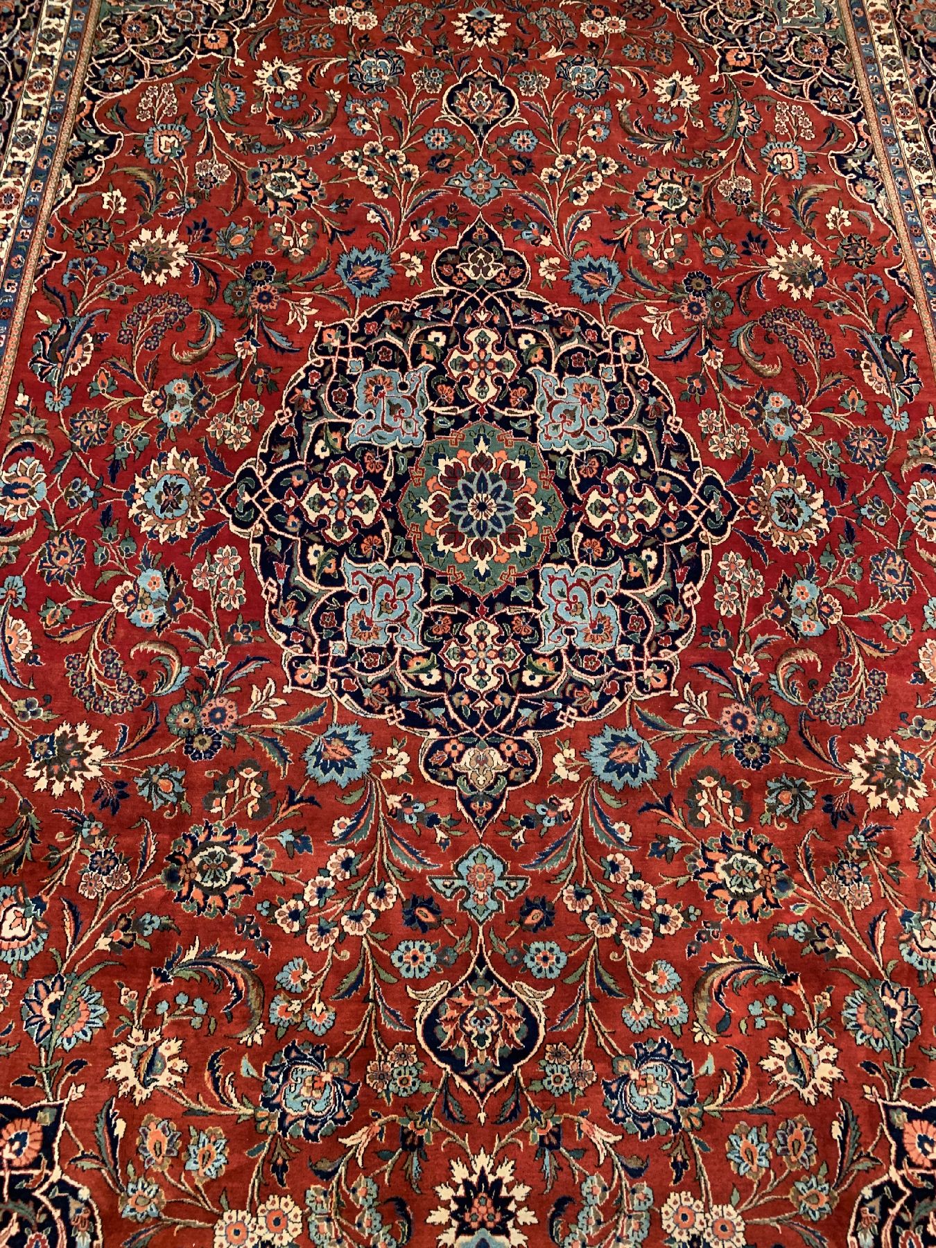 Detail a: Hochwertiger feiner Keschan Kork, Persien, um 1930/1940, Korkwolle geknüpft auf Baumwolle, klassisches Medallion Design, ca. 425 x 312 cm, ...
