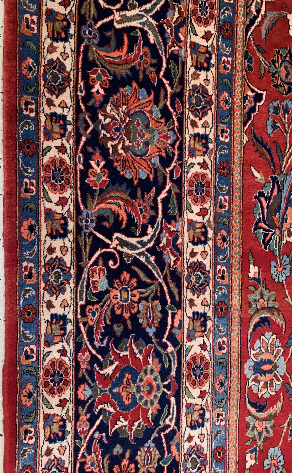 Detail d: Hochwertiger feiner Keschan Kork, Persien, um 1930/1940, Korkwolle geknüpft auf Baumwolle, klassisches Medallion Design, ca. 425 x 312 cm, ...