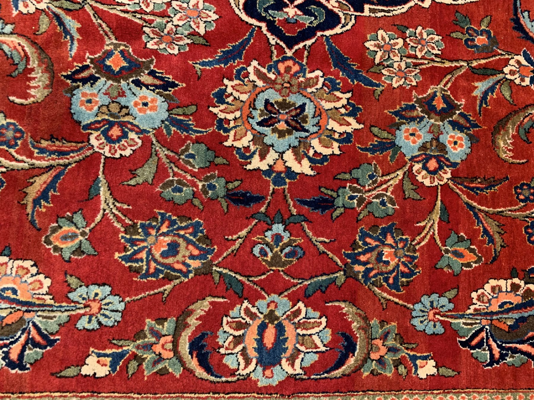 Detail e: Hochwertiger feiner Keschan Kork, Persien, um 1930/1940, Korkwolle geknüpft auf Baumwolle, klassisches Medallion Design, ca. 425 x 312 cm, ...