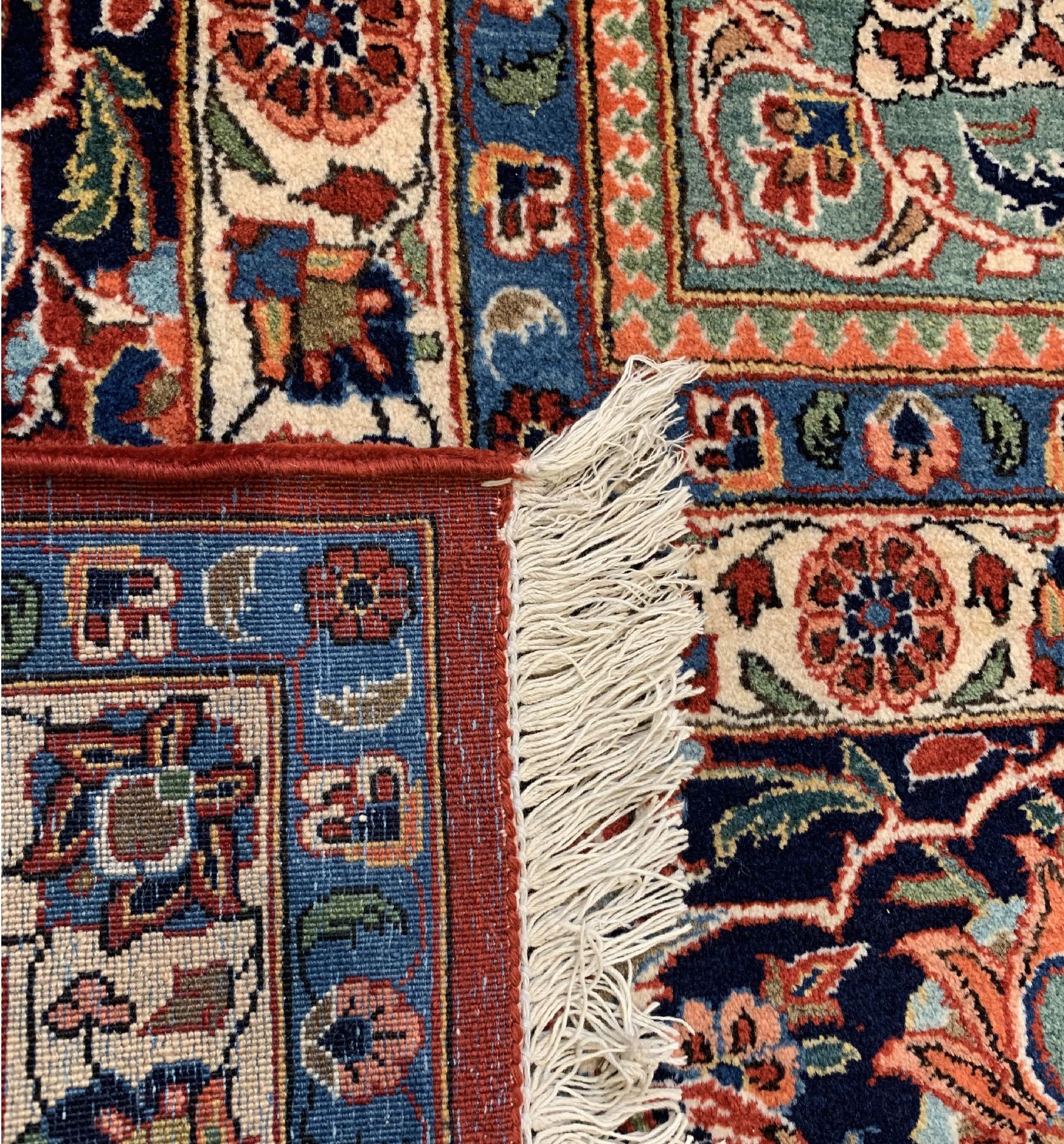 Detail f: Hochwertiger feiner Keschan Kork, Persien, um 1930/1940, Korkwolle geknüpft auf Baumwolle, klassisches Medallion Design, ca. 425 x 312 cm, ...