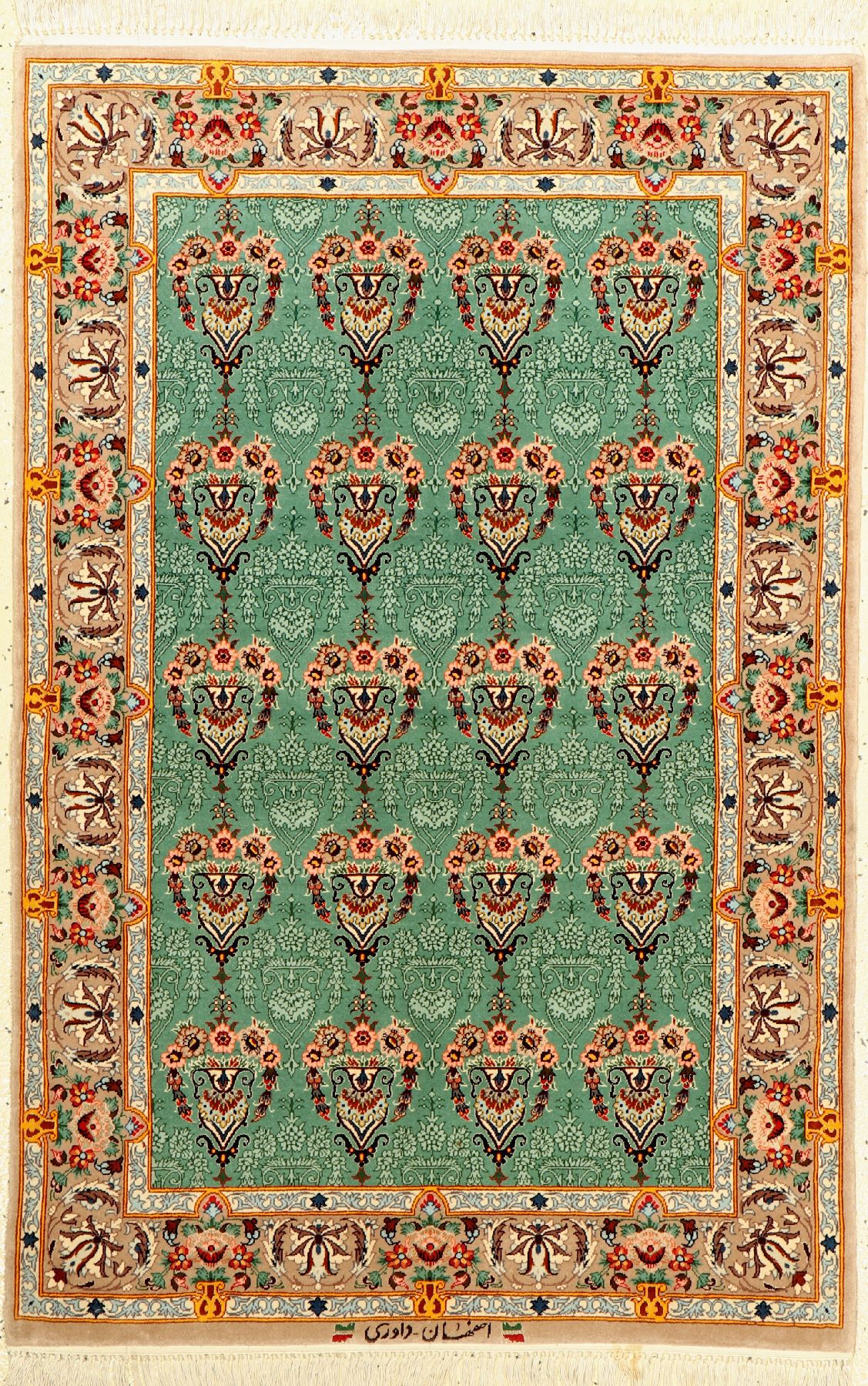 Esfahan fein, Persien, ca. 40 Jahre, Korkwolle mit und auf Seide, ca. 132 x 85 cm, guter Zustand