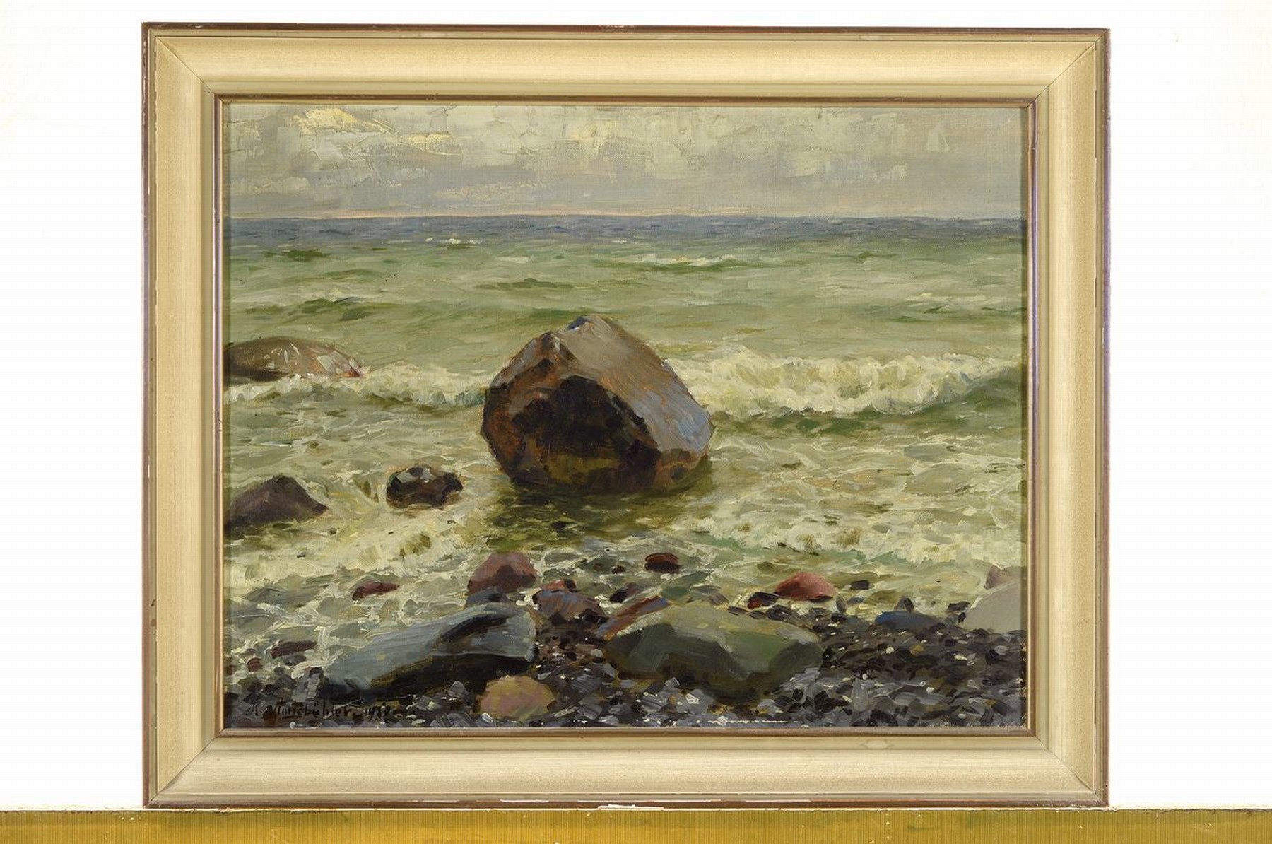 Detail k: Richard Amtsbühler, 1873 Lautenbach-1961 Karlsruhe, Ufersteine auf Rügen/Sassnitz, so rückseitig betitelt, Öl/Lwd, links unten signiert und dat. ...