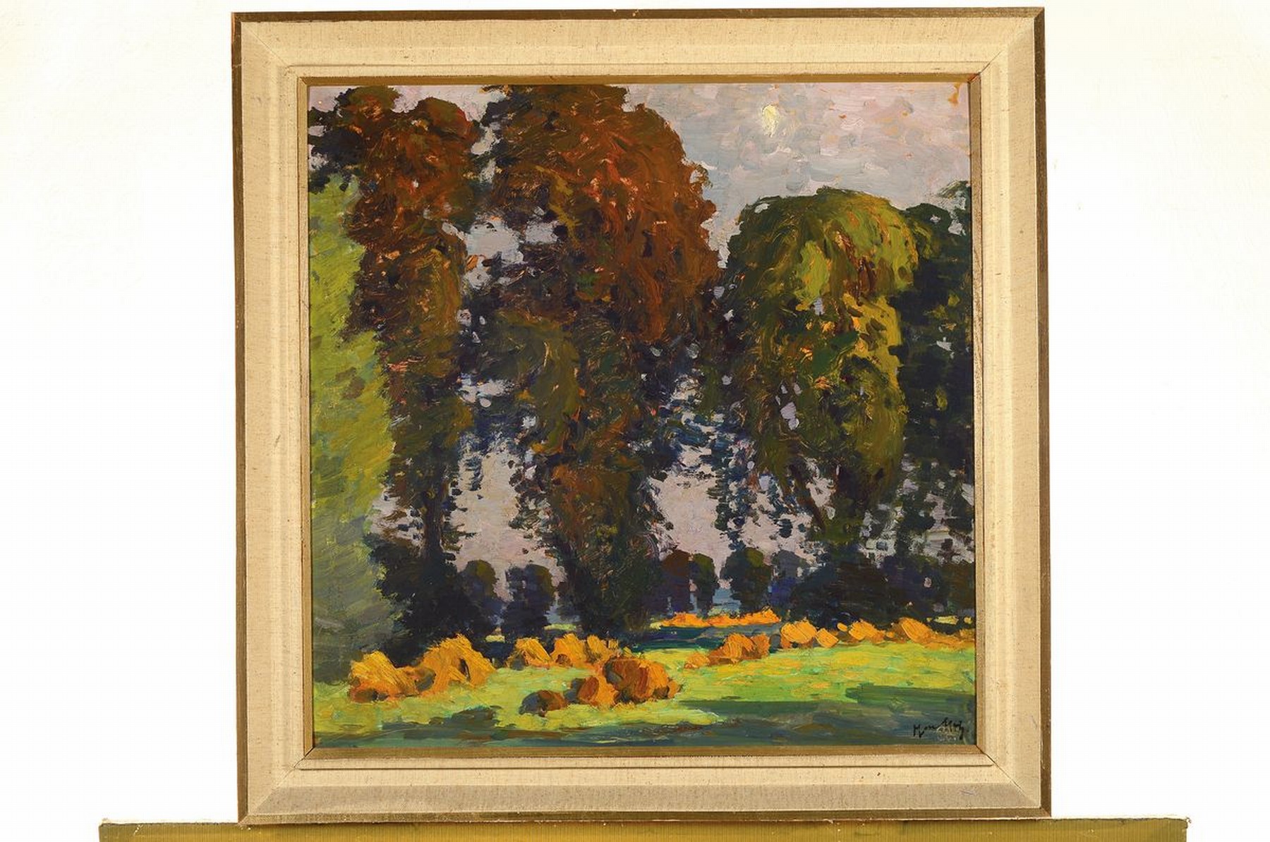 Detail k: Max Uth, 1863 Berlin-1914 Hermannswerder bei Potsdam, Am Waldrand, Öl/Malkarton, rechts unten signiert, rückseitig Ausstellungsetikett Große ...