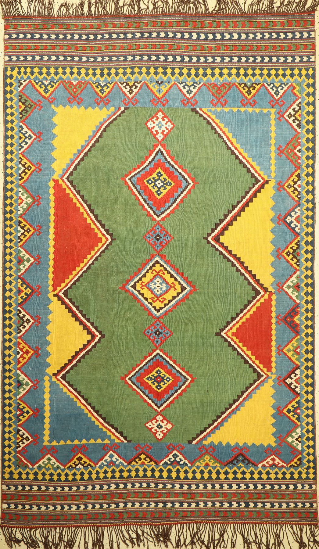 Feiner Bunter Gaschgai Kelim, Südwestpersien, um 1910/1920, Wolle gewebt auf Wolle, hochwertige Nomadenarbeit, ausdruckstarke Naturfarben, ca, 270 ...