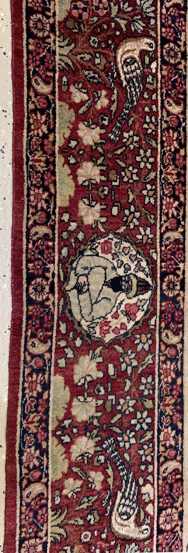 Detail d: Kerman antik Bildteppich, Persien, um 1900, Wolle geknüpft auf Baumwolle, Feiner Bildteppich mit Datstellung des persischen Königs NADER ...