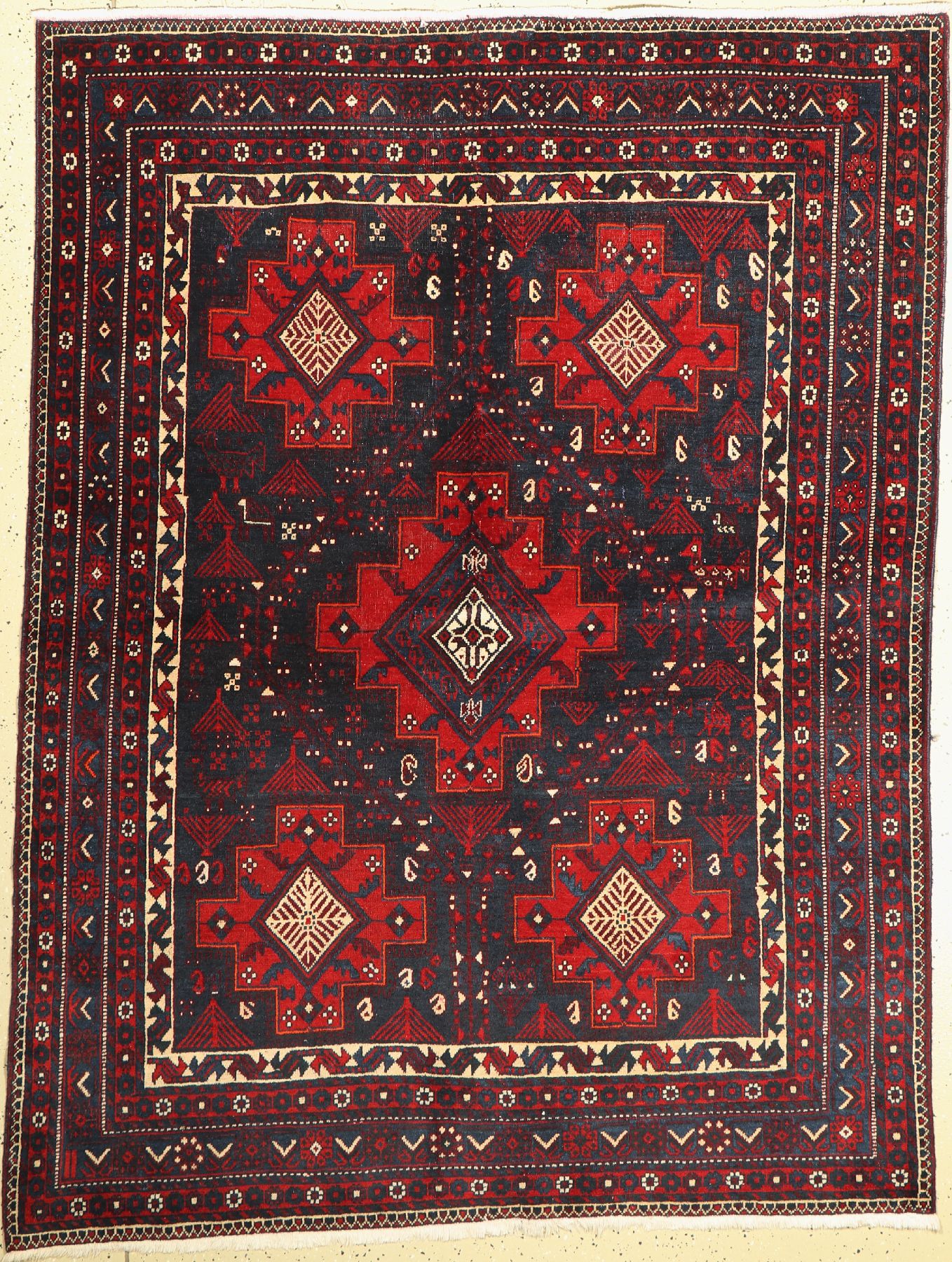 Afschar alt, Persien, um 1940, Wolle auf Baumwolle, ca. 205 x 156 cm, Mittlere Gebrauchsspuren