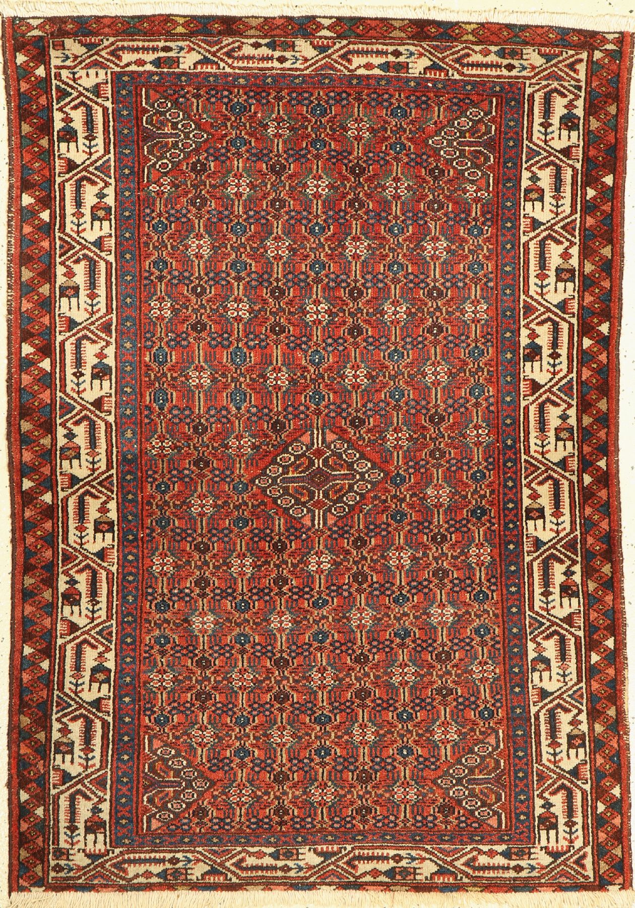 Serabend alt, Persien, um 1940, Wolle auf Baumwolle, ca. 150 x 101 cm, gleichmäßig dünn,(verkürzt)