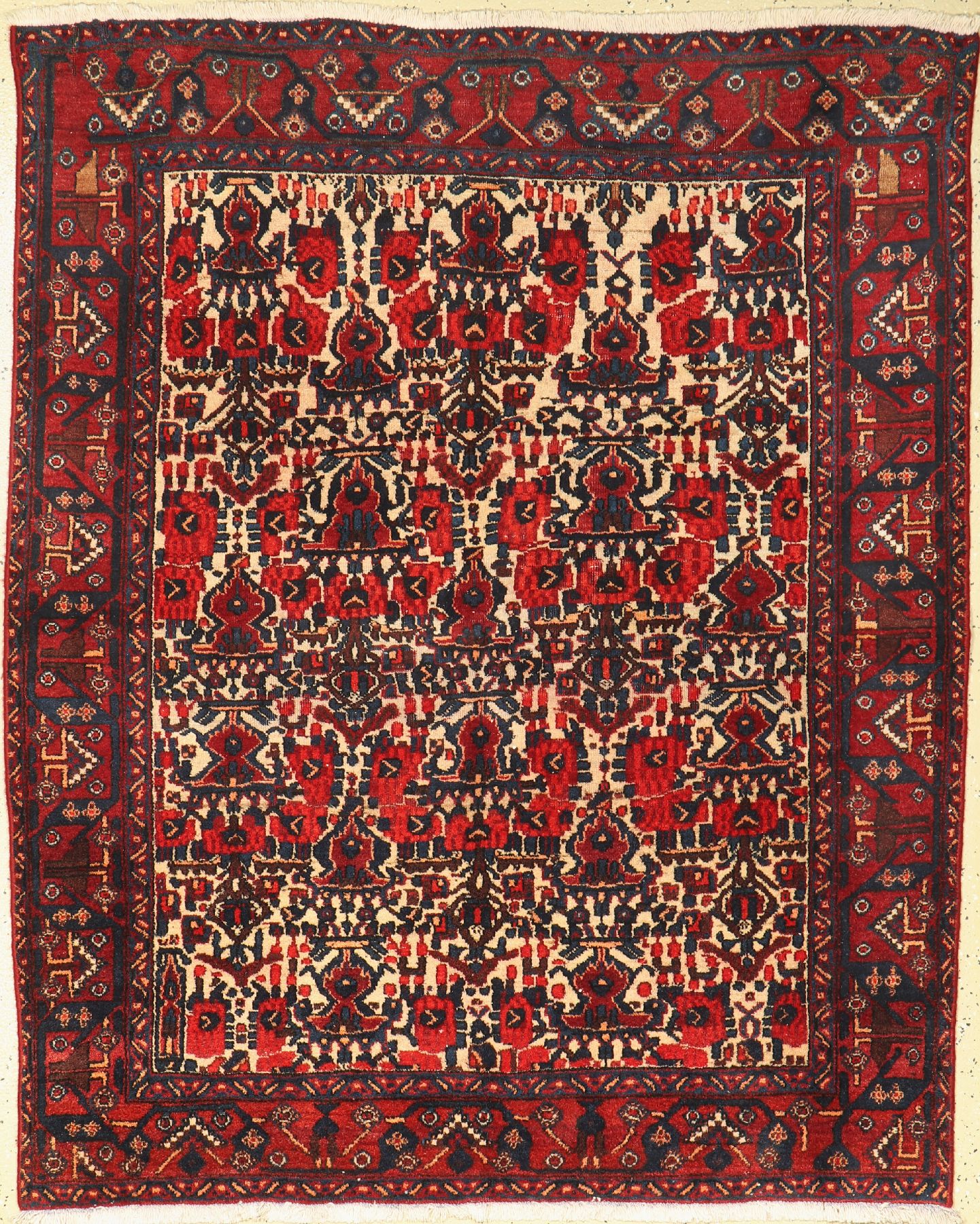Afschar alt, Persien, um 1940, Wolle auf Baumwolle, ca. 168 x 133 cm, Mittlere Gebrauchsspuren