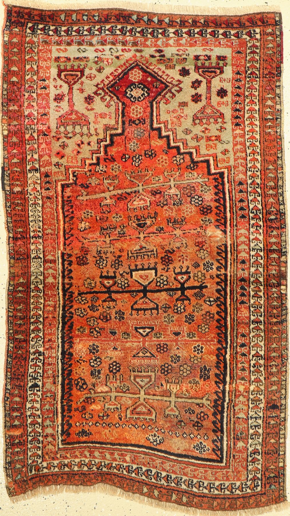 Yürük antik, Türkei, um 1920, Wolle auf Wolle, ca. 152 x 88 cm, Starke Gebrauchsspuren