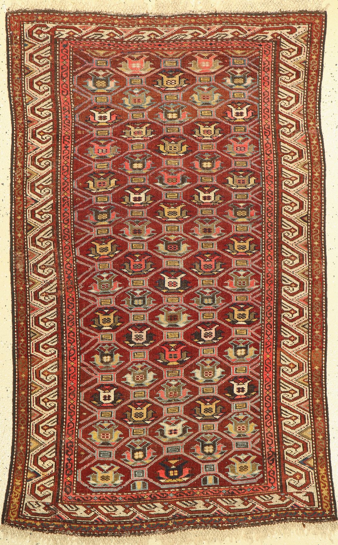 Kazak antik, Kaukasus, um 1920, Wolle auf Wolle, ca. 158 x 95 cm, gleichmäßig dünn, Gebrauchsspuren