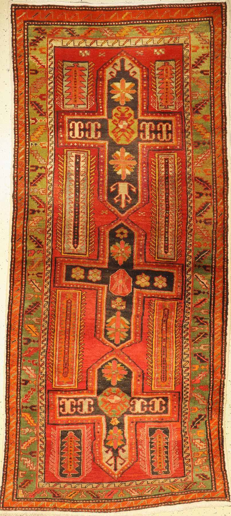 Kazak alt, Kaukasus, um 1950, Wolle auf Baumwolle, ca. 263 x 117 cm, guter Zustand