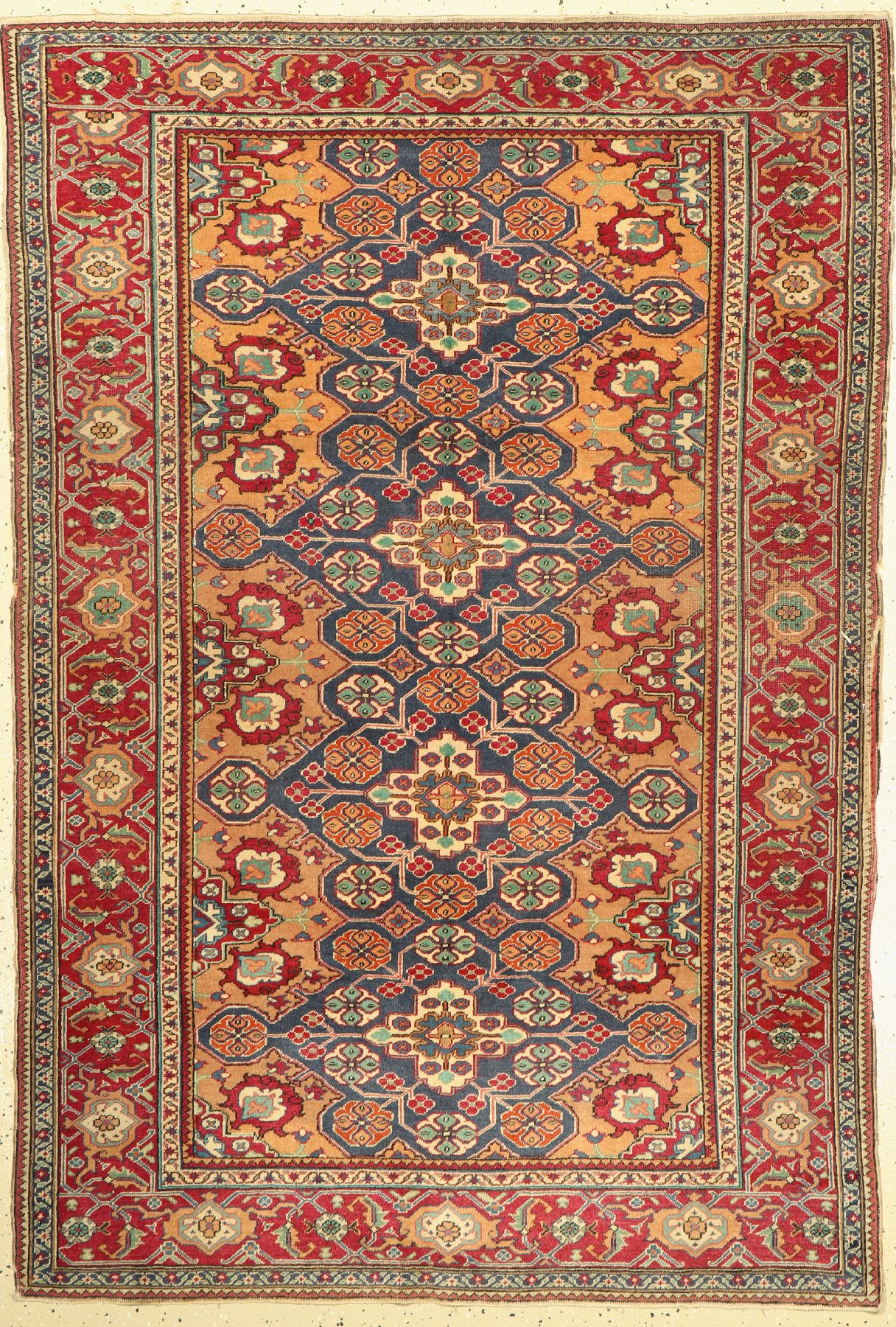 Panderma alt, Türkei, um 1940, Wolle auf Baumwolle, ca. 180 x 123 cm, Leichte Gebrauchsspuren, Ränder zerschlissen