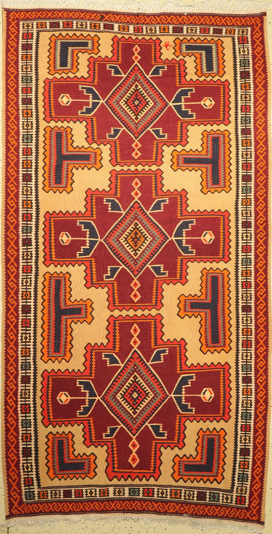 Bachtiar Kelim, Persien, ca. 60 Jahre, Wolle auf Baumwolle, ca. 314 x 163 cm, guter Zustand