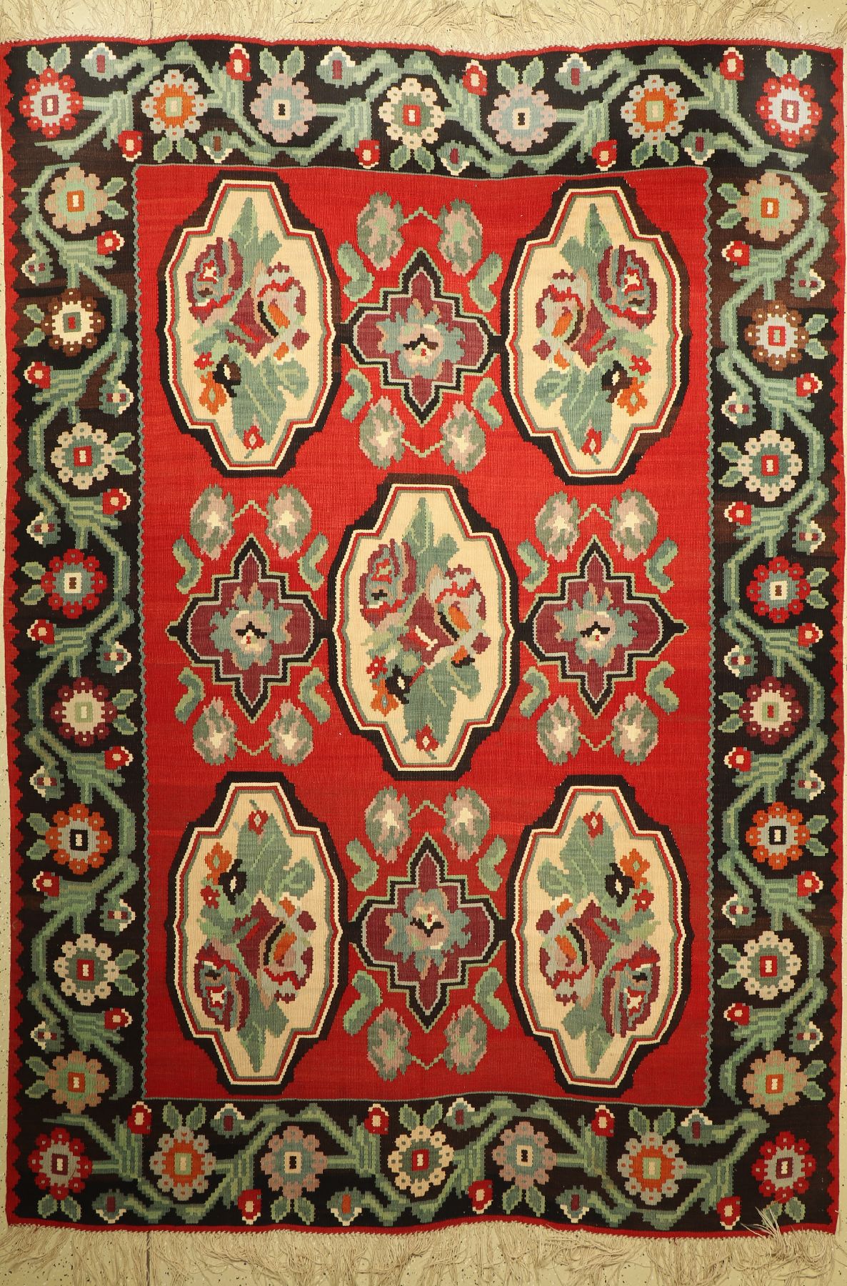 Karabagh Kelim, Kaukasus, um 1950, Wolle auf Wolle, ca. 300 x 217 cm, guter Zustand
