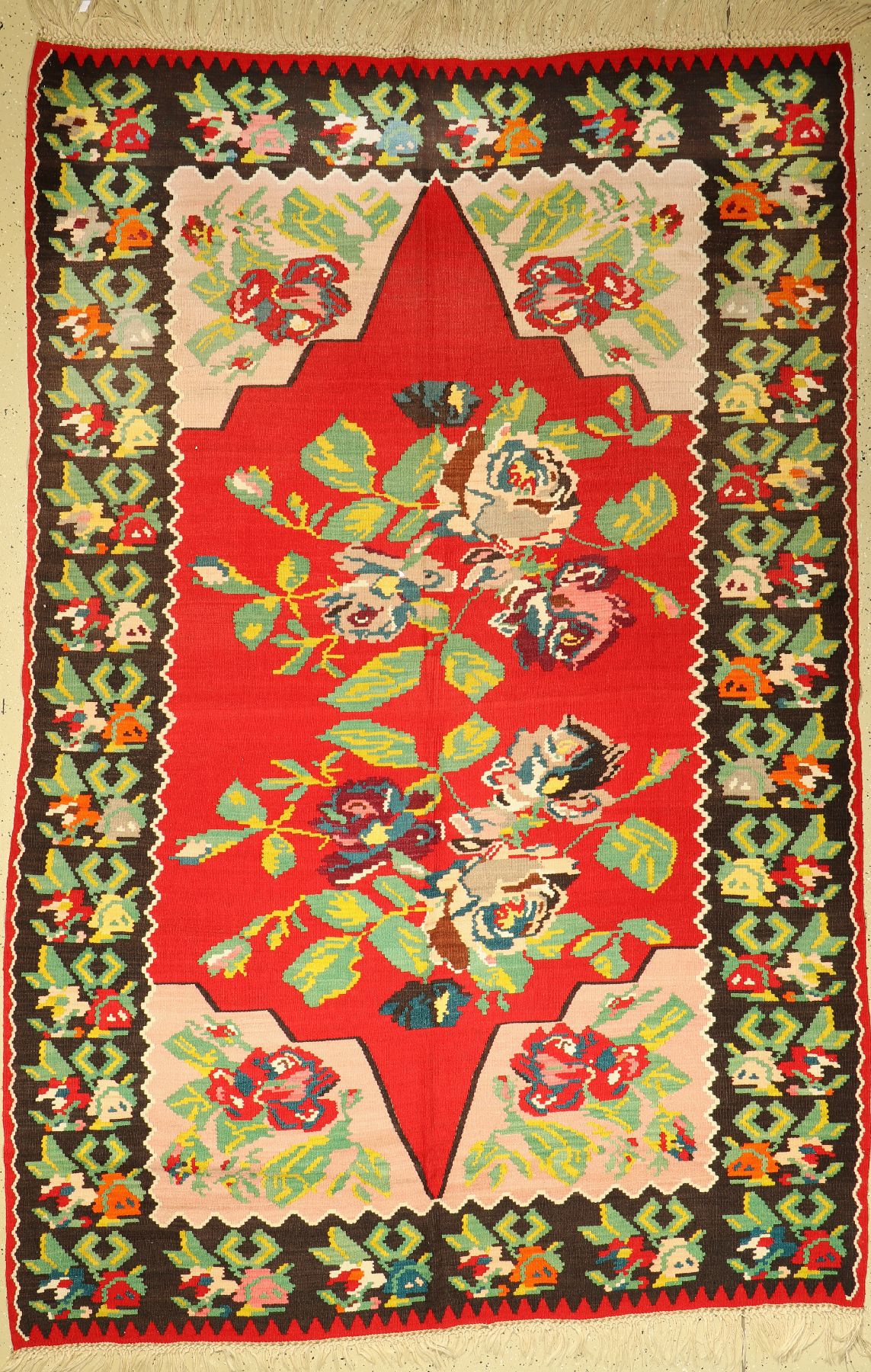 Karabagh Kelim, Kaukasus, um 1950, Wolle auf Wolle, ca. 312 x 206 cm, guter Zustand