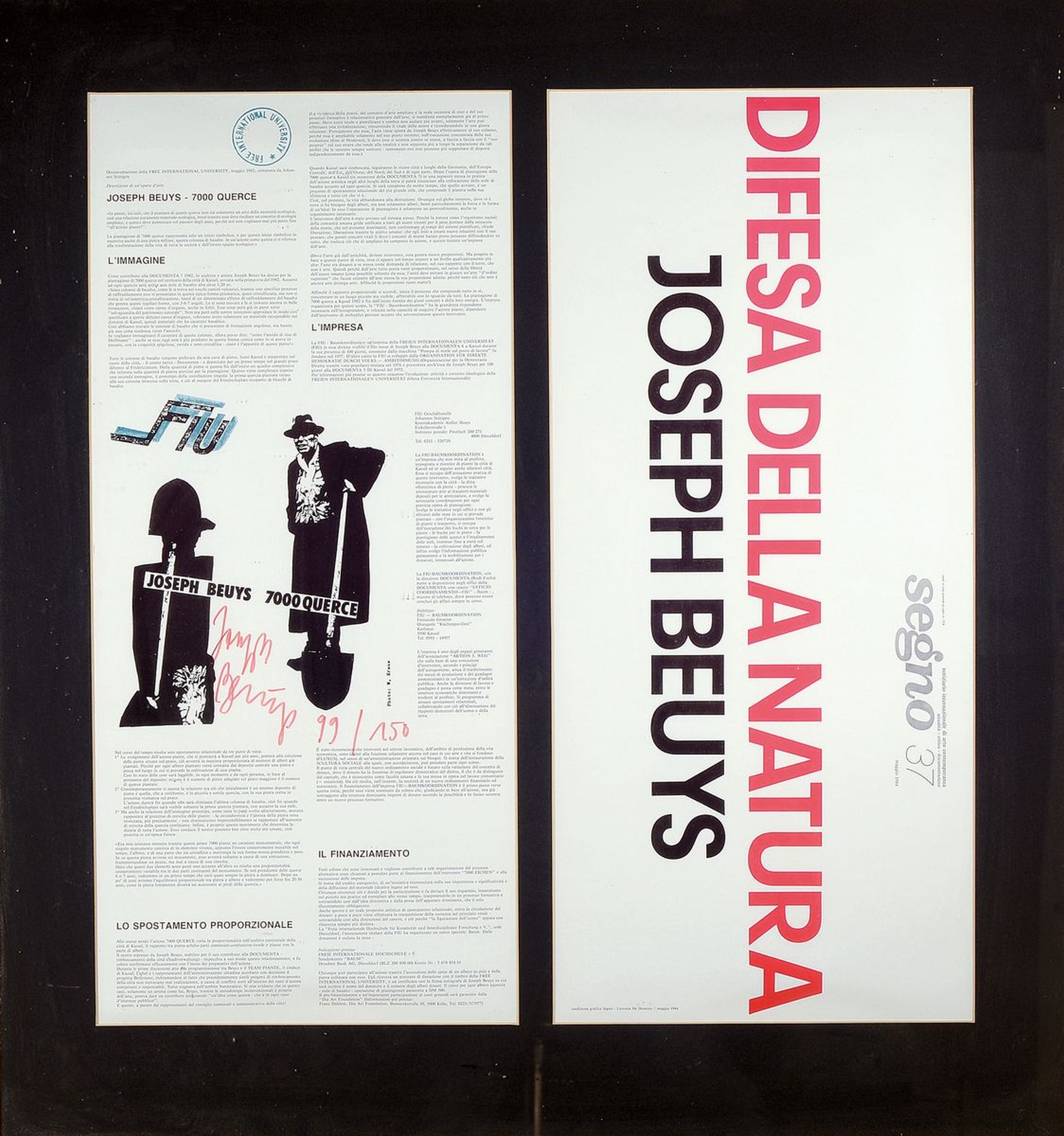 Joseph Beuys, 1921-1986, Difesa della natura, 7000 Eichen, Farboffset von 1984, in italienischer Sprache, FIU Stempel, handsigniert und num. 99/150, ...