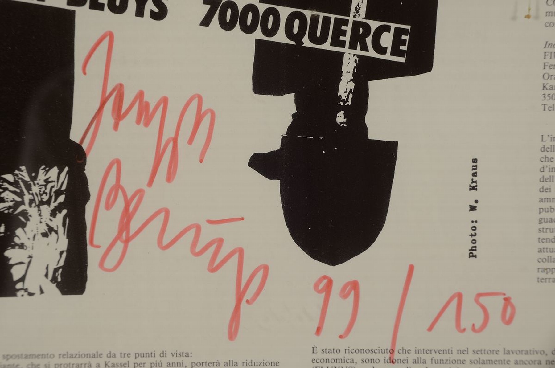 Detail a: Joseph Beuys, 1921-1986, Difesa della natura, 7000 Eichen, Farboffset von 1984, in italienischer Sprache, FIU Stempel, handsigniert und num. 99/150, ...