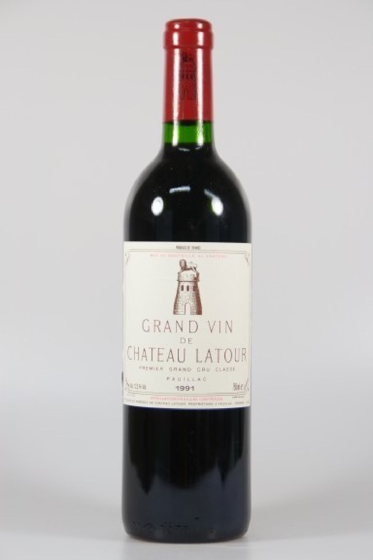 1 Flasche Chateau Latour 1991, Premier Grand Cru Classe, ca. 75cl, 12.5% vol., Füllstand into neck, unverkostet, Bewertung Wine Spectator 91/100 ...