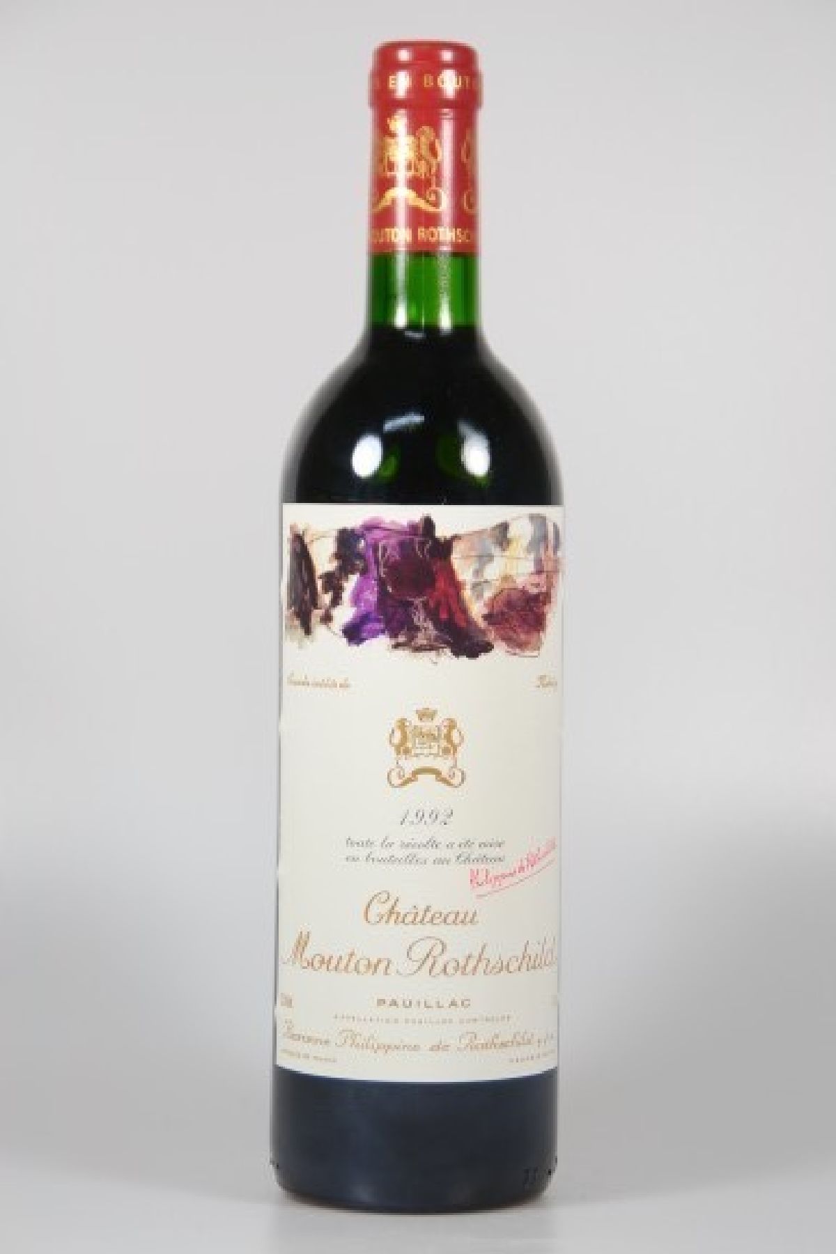 Detail a: 1 Flasche Chateau Mouton Rothschild 1992, Pauillac, Premier Grand Cru Classe, ca. 75cl, 12.5% vol., Füllstand into neck, unverkostet, ...