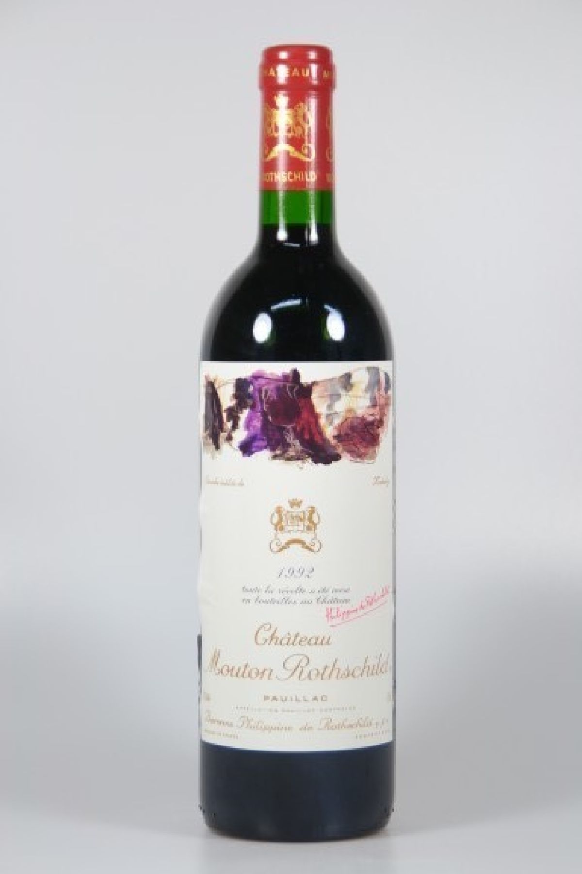 Detail a: 1 Flasche Chateau Mouton Rothschild 1992, Pauillac, Premier Grand Cru Classe, ca. 75cl, 12.5% vol., Füllstand into neck, unverkostet, ...